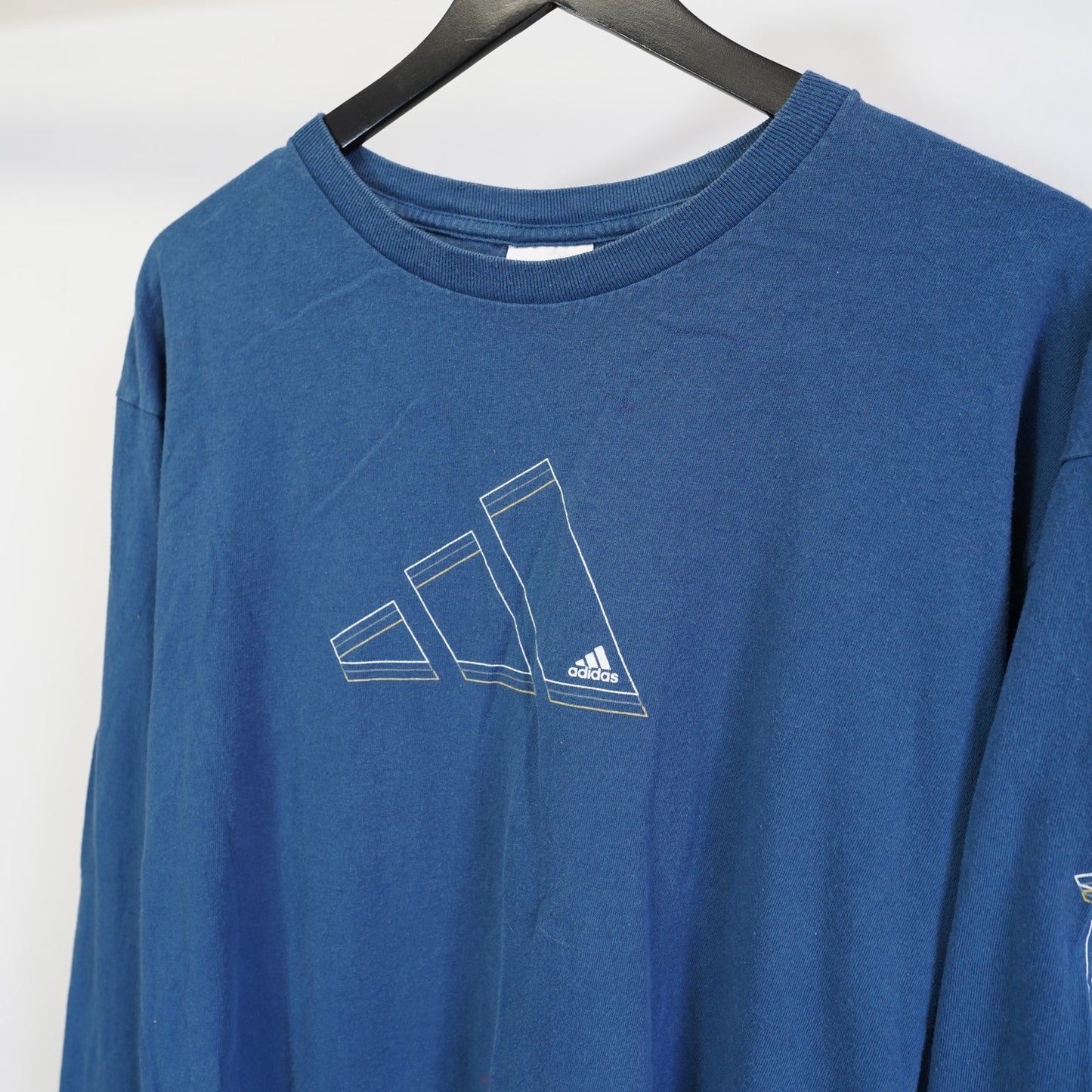 (L) Vintage Adidas Y2K Long Sleeve T-Shirt Men's L Blue Retro 2000s Streetwear