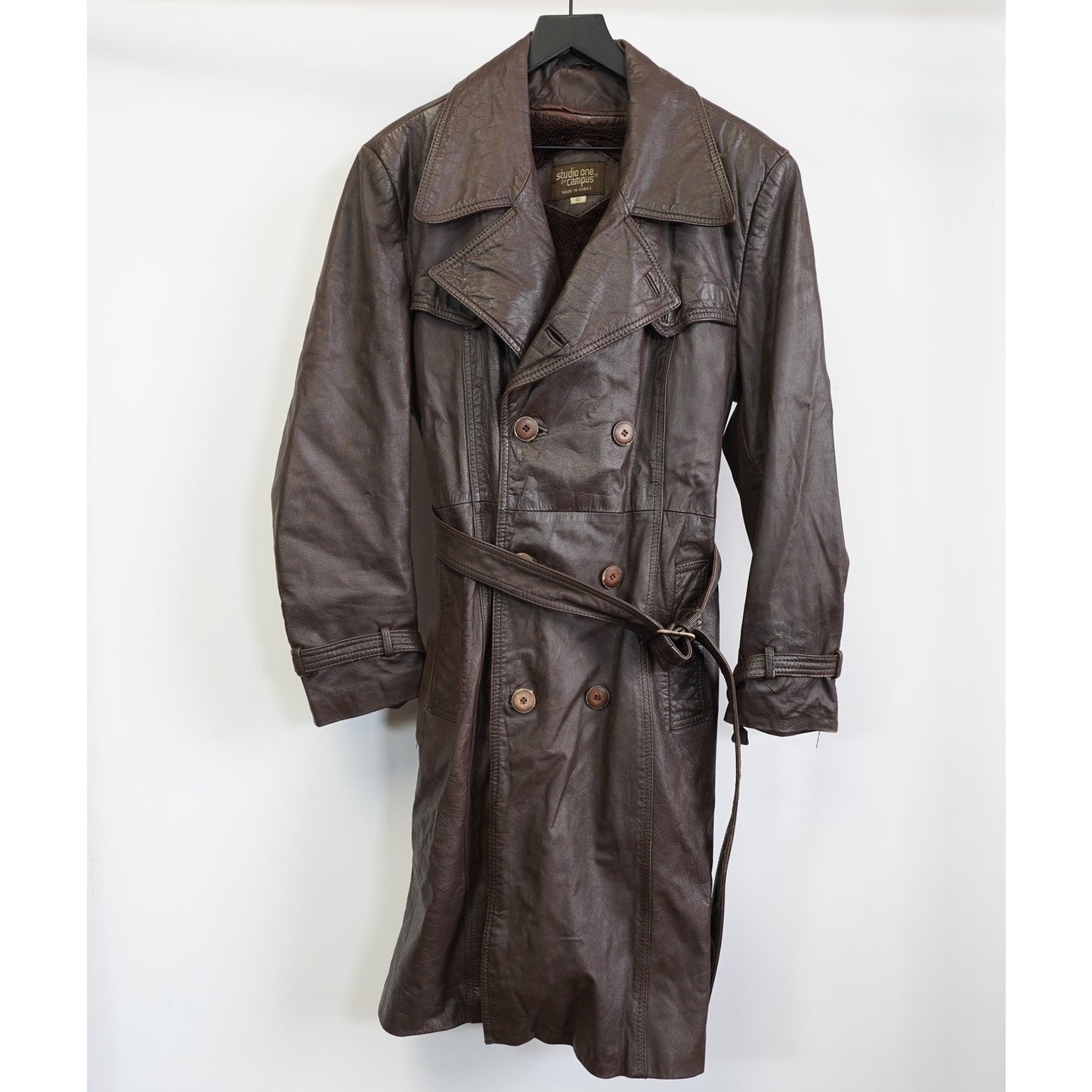 (M) True Vintage Studio One By Campus Western Leather Trenchcoat Men's M 42 Brown