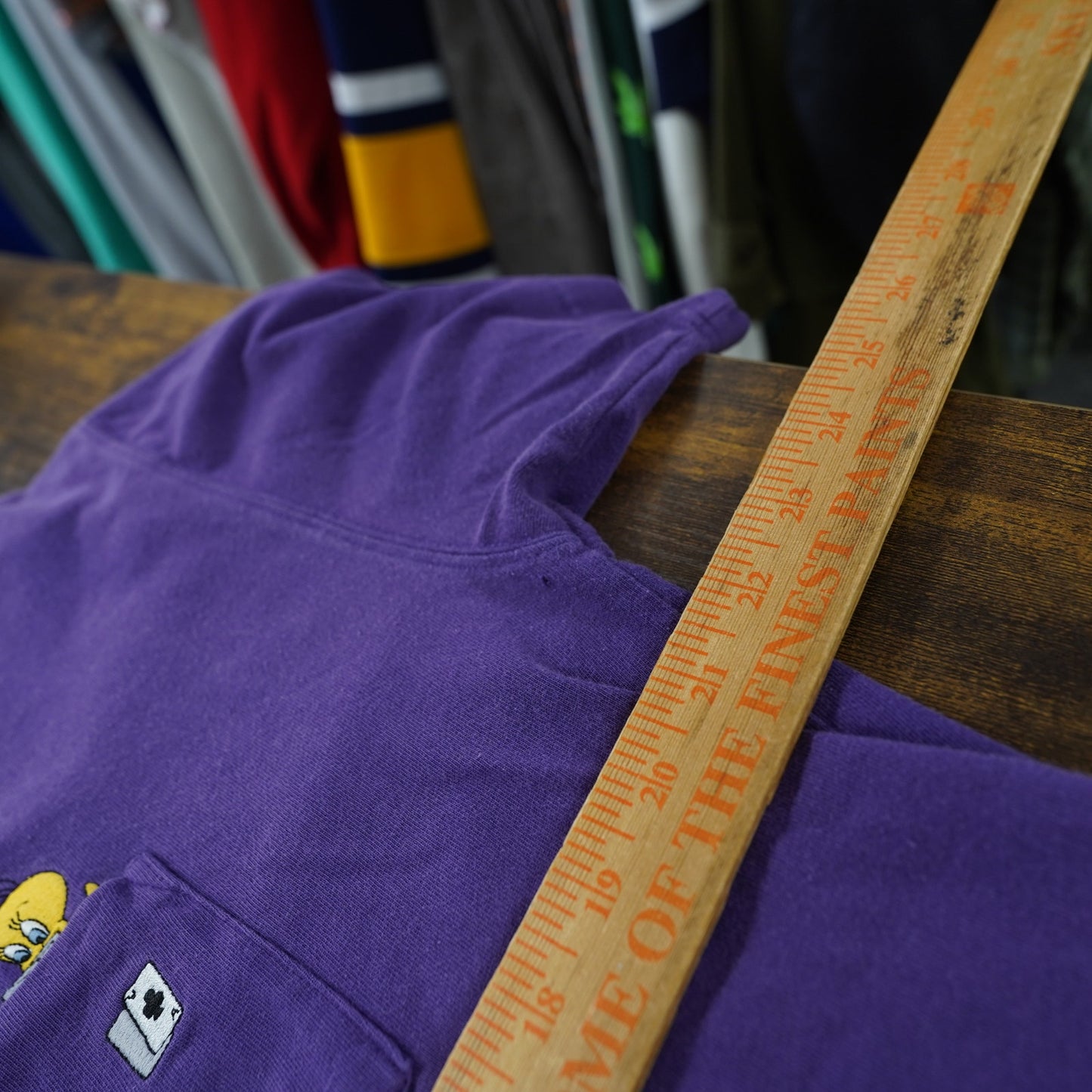 (L) Vintage Sylvester Tweety Looney Tunes Sewn Pocket T-Shirt Men's L Purple 90s