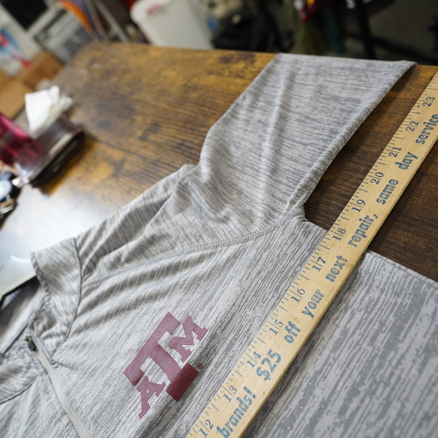 (S) Texas A&M Aggies Fanatics 1/4 Zip Pullover Longsleeve Men's S Gray ATM Maroon