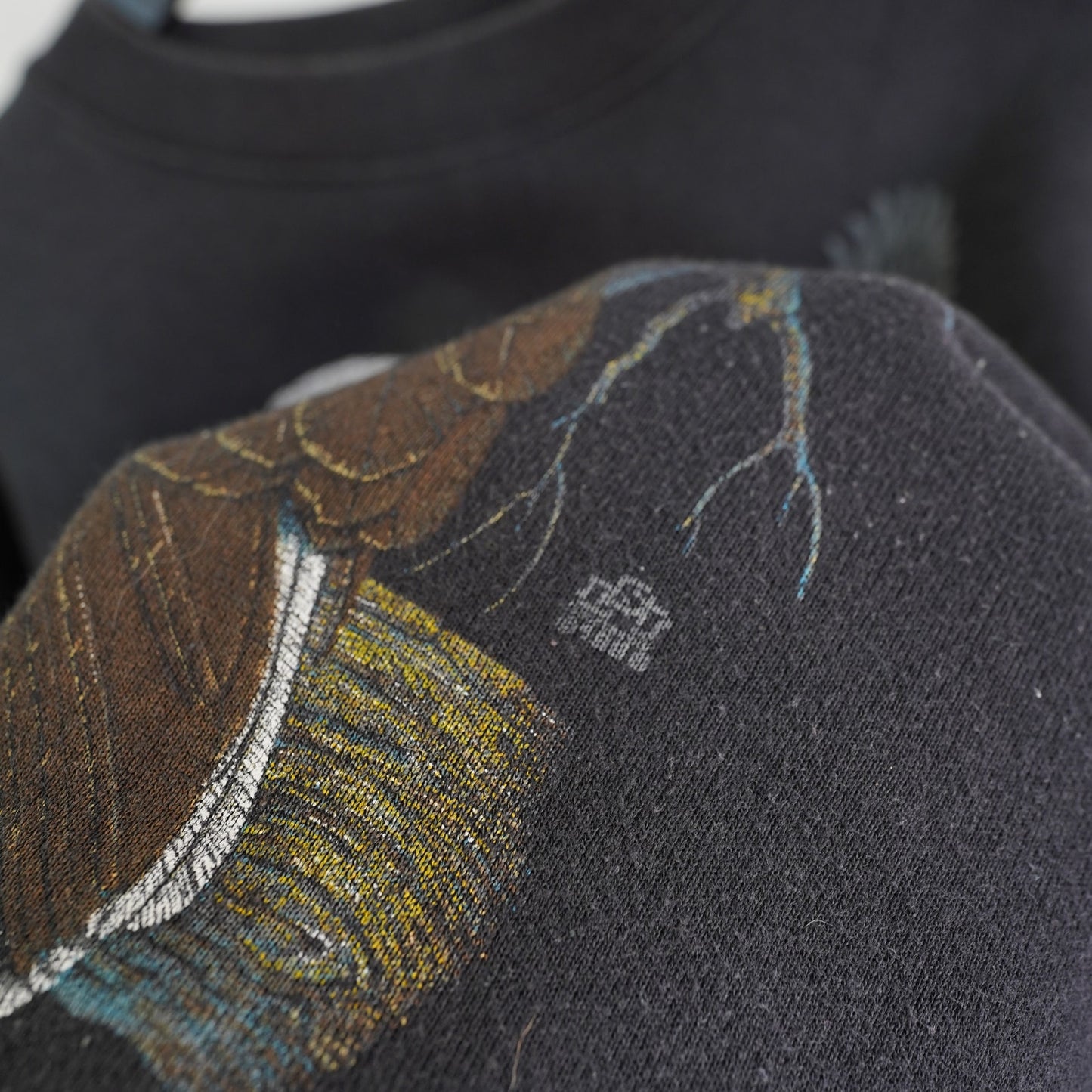 (L) Vintage 80s Eagle Nature Crewneck Sweatshirt Men's L Black Gorpcore Hiker Animal