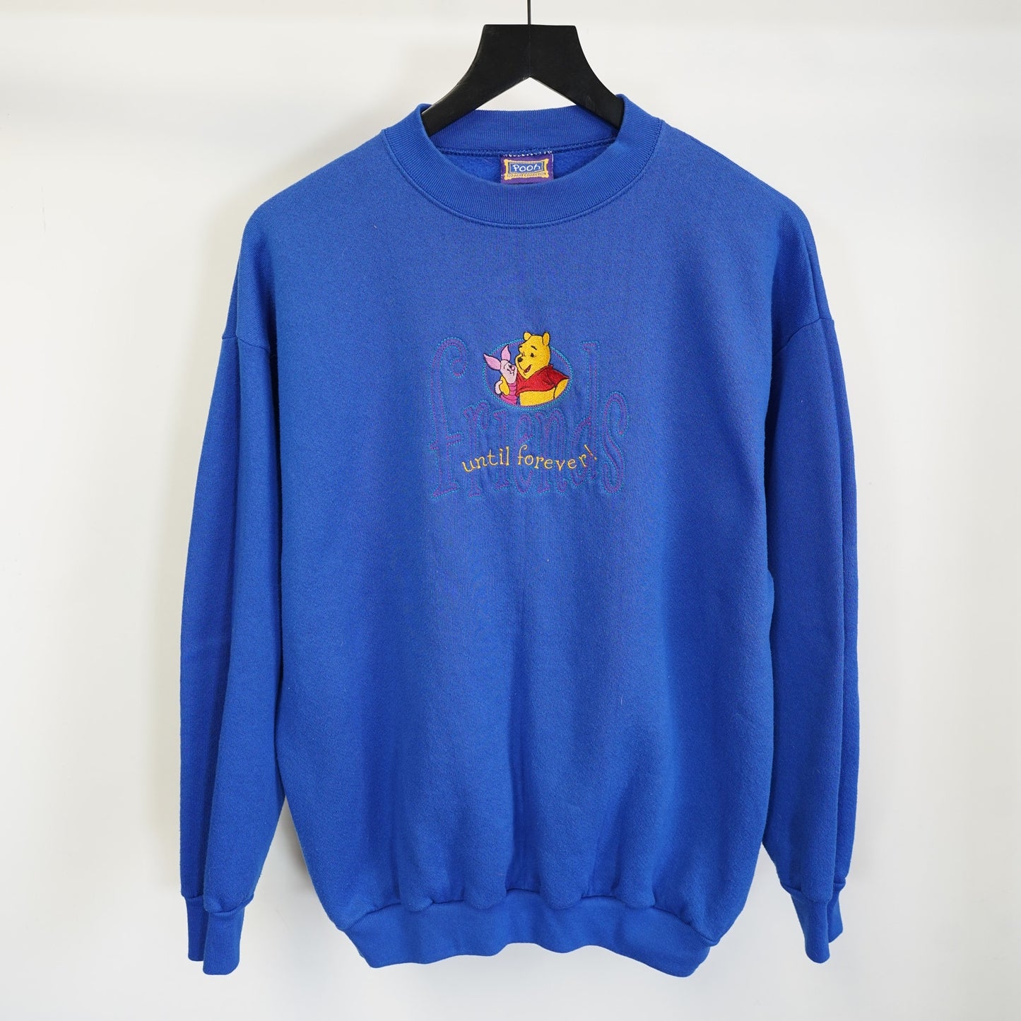 (L) Vintage Winnie the Pooh Embroidered Sweatshirt 90s Men's L Blue Piglet Disney