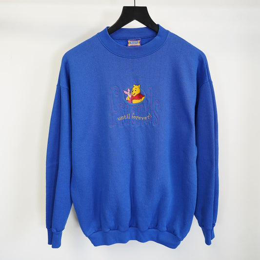 (L) Vintage Winnie the Pooh Embroidered Sweatshirt 90s Men's L Blue Piglet Disney