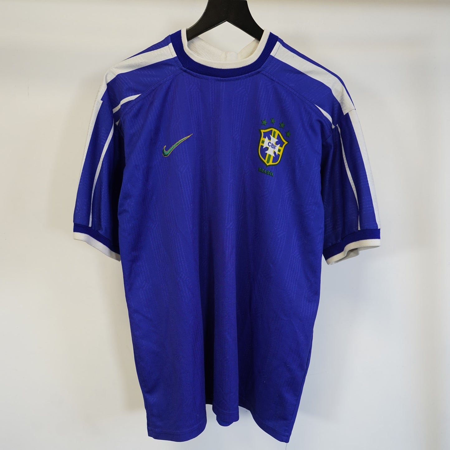 (L) Vintage 1998-2000 Brazil Bootleg Nike Soccer Jersey Blue