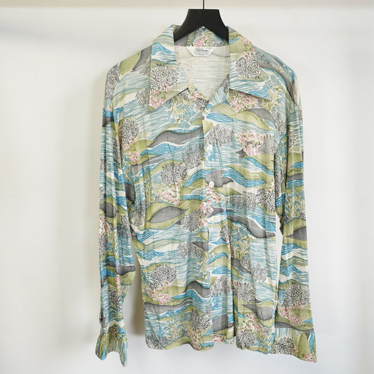 (XL) True Vintage 1970s Penham Disco Tropical Print Japanese Button Up Men's XL Flair