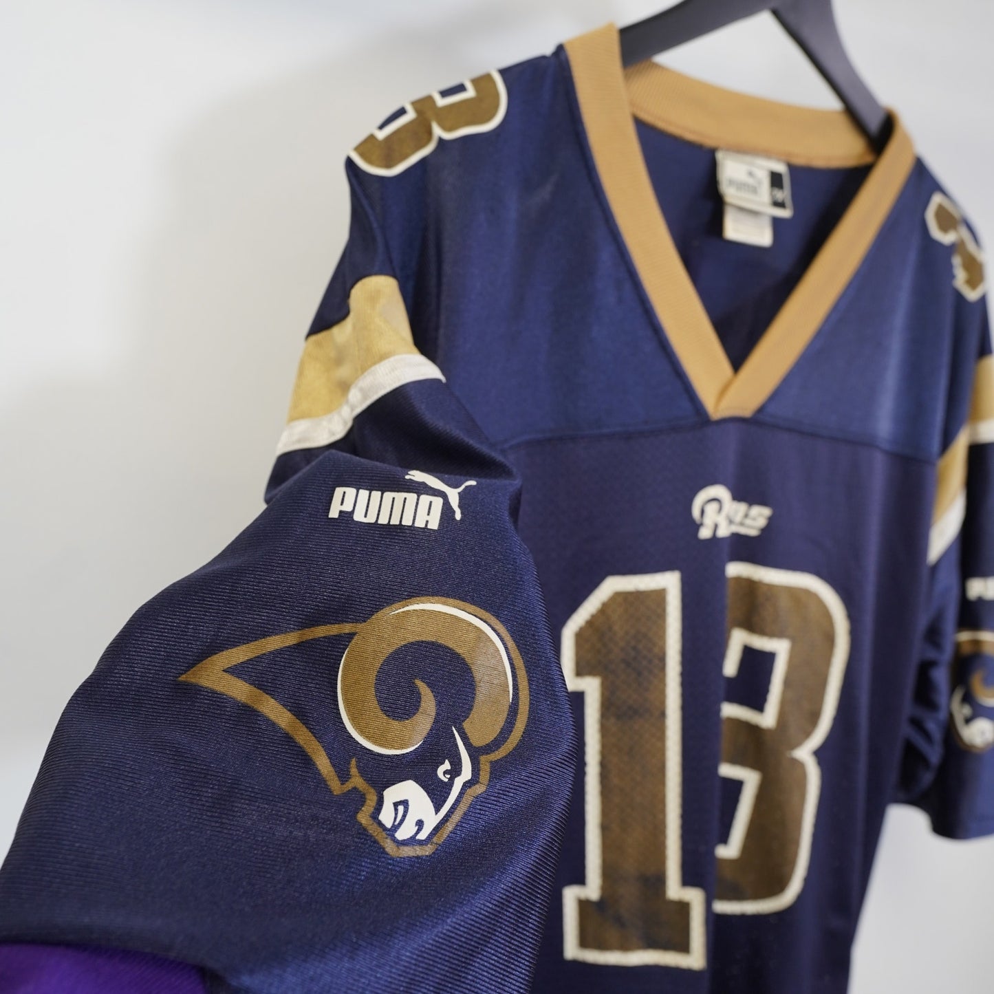 (XXL) Vintage St. Louis Rams Puma Kurt Warner Football Jersey Blue Y2K 2000s