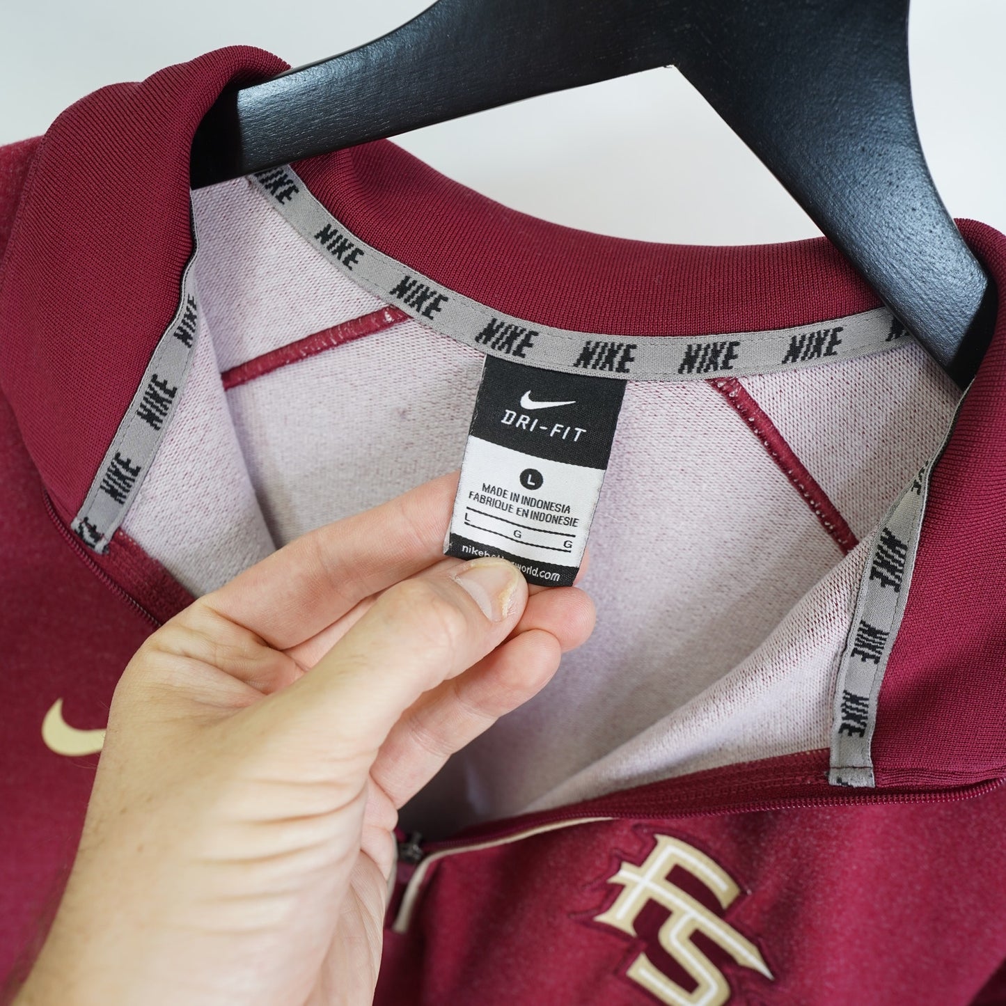 (L) Nike FSU Florida State Seminoles 1/4 Zip Pullover Men's L Dri-Fit Red Gold