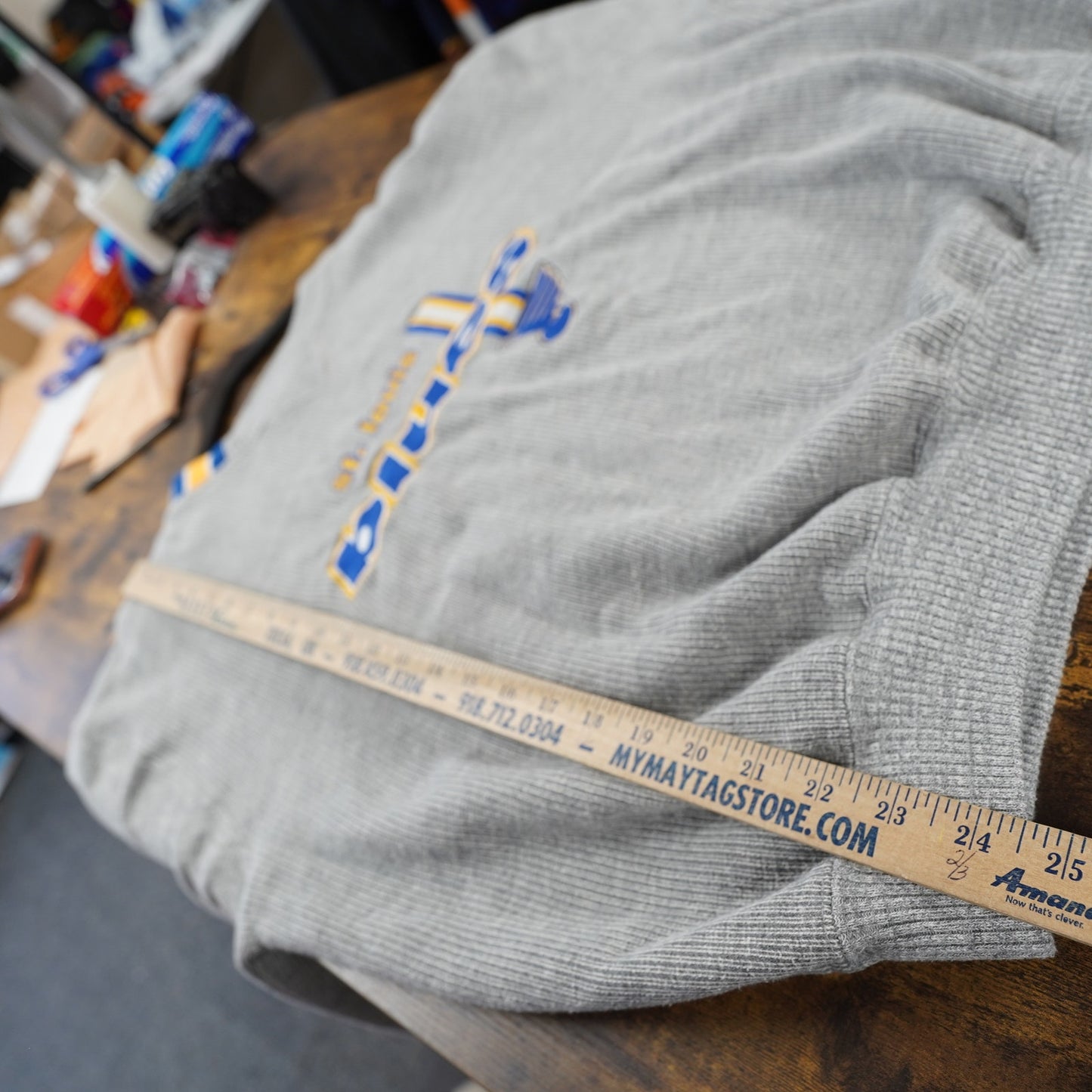 (L) Vintage St. Louis Blues Logo Athletic Stitched Gray Sweatshirt Men's L Gray 90s
