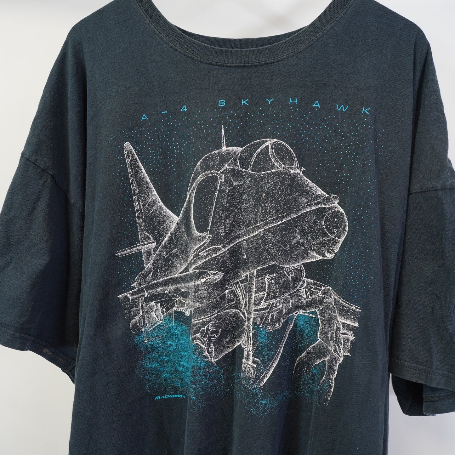 (4XL) Vintage Fighter Jet A4 Skyhawk T-Shirt Men's 4XL Black Schematic Plane Aviation