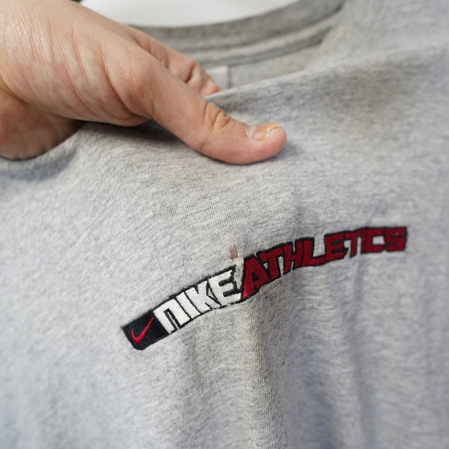 (L) Vintage Nike Athletics Y2K Sewn Long Sleeve T-Shirt Men's L Gray 2000s Retro