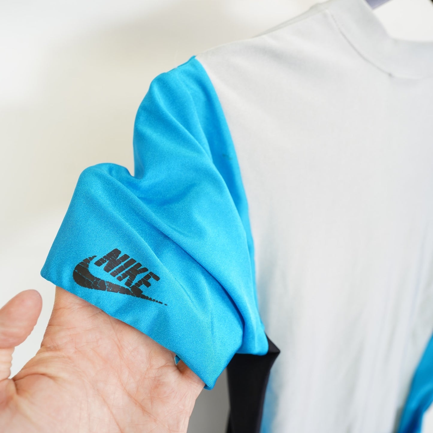 (S) Vintage 80s Nike Blue Label 1984-88 Cycling Jersey Size S Made in USA Gray Blue