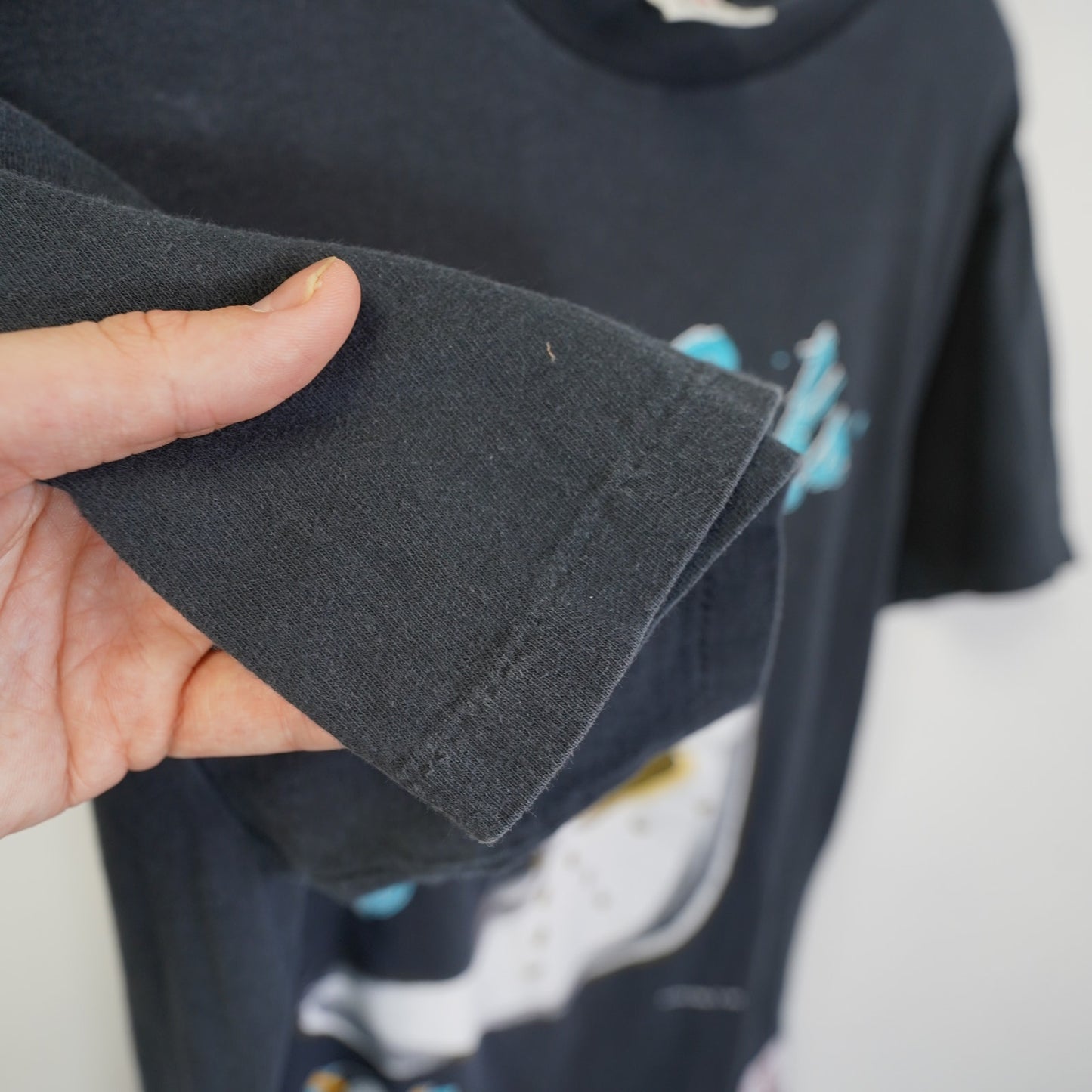 (L) Vintage Mighty Ducks Nutmeg Mills 90s Hockey T-Shirt Men's L Black Single Stitch