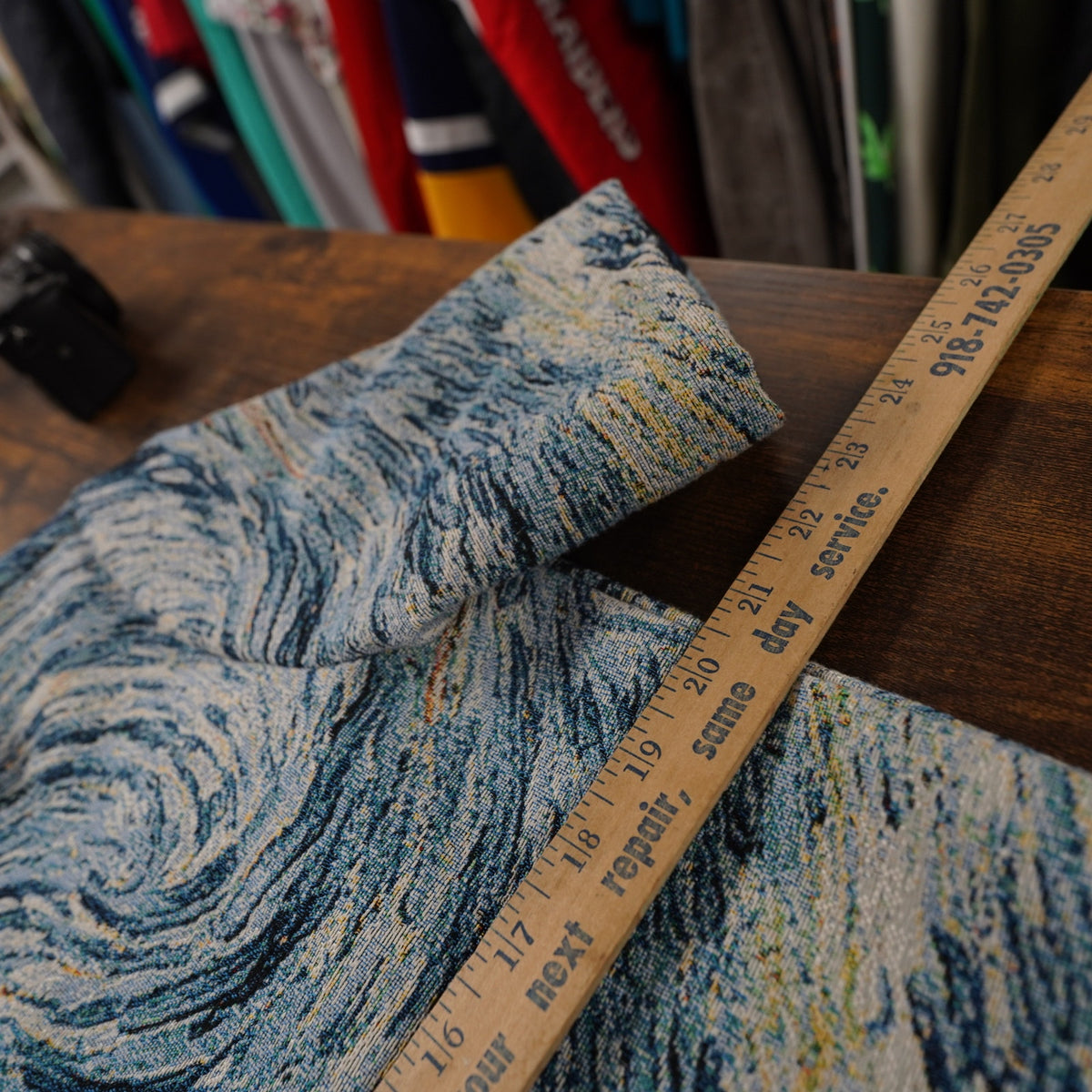 (S) Rebel Vengeance Vincent Van Gogh Starry Night Woven Tapestry Shirt Men's S Art