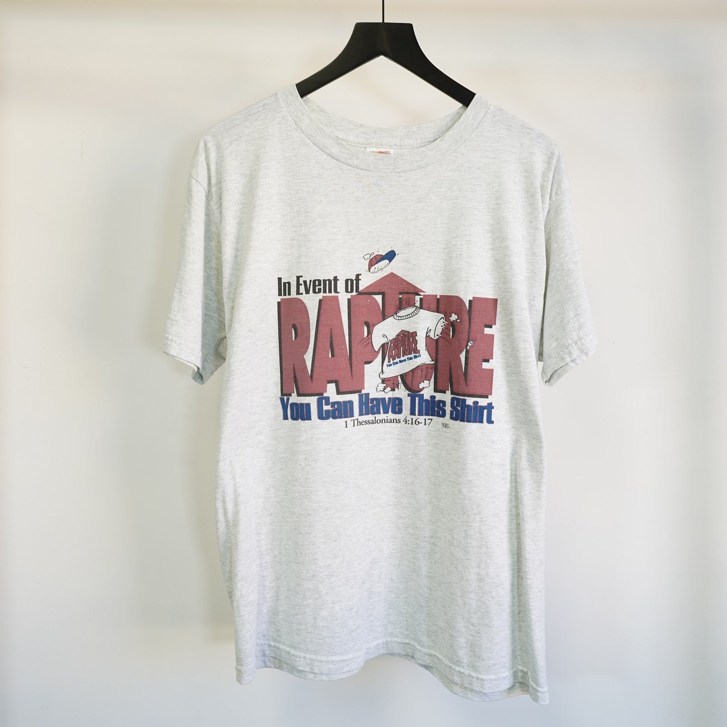 L) Vintage Religious Rapture Jesus T-Shirt Funny Christian God Swag