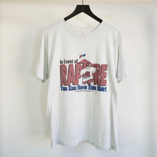 L) Vintage Religious Rapture Jesus T-Shirt Funny Christian God Swag