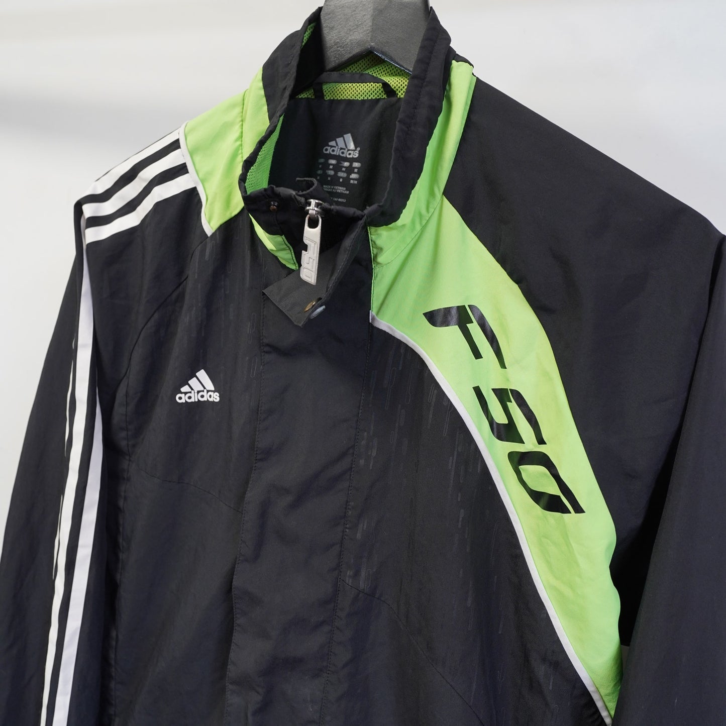 Adidas F-50 Soccer Windbreaker Men's M Black Neon Green Full Zip Retro