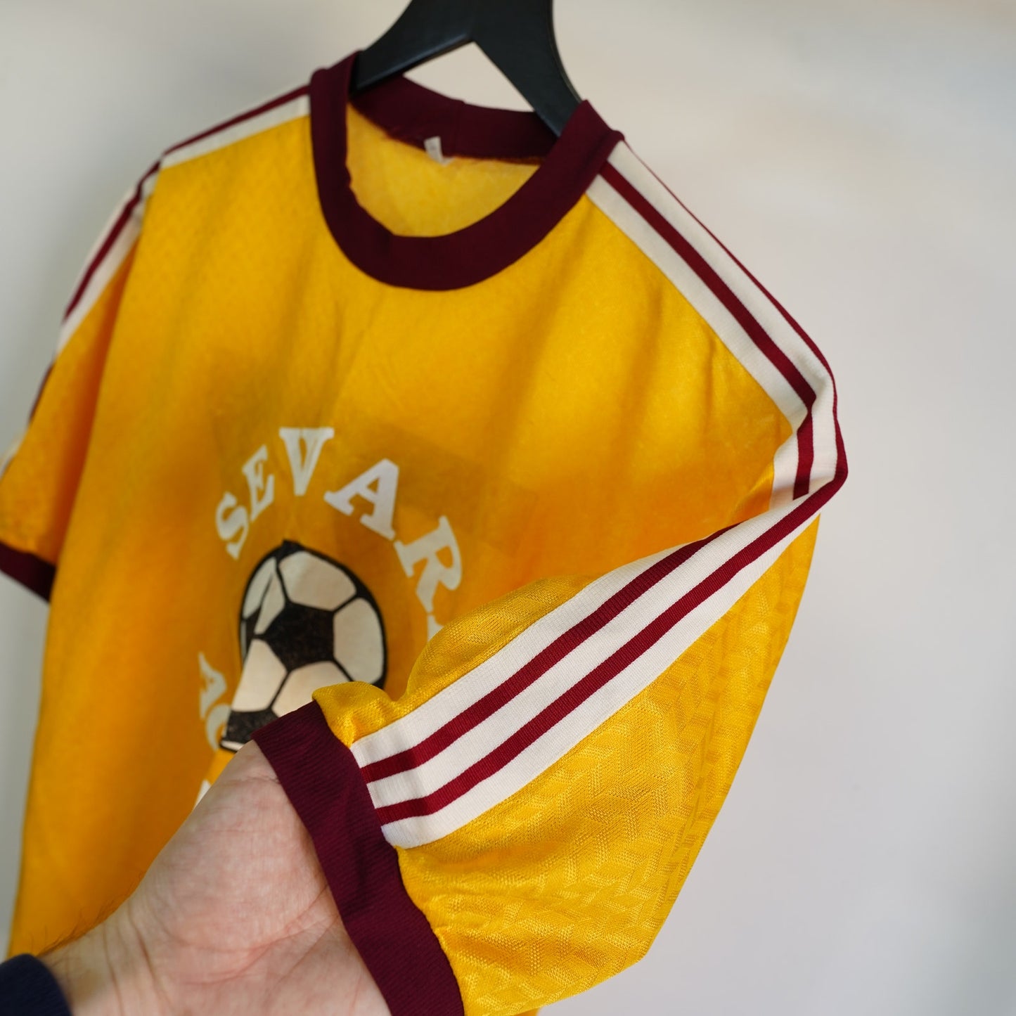 True Vintage 70s Soccer Academy Stitched Jersey Men's M Yellow Futbol