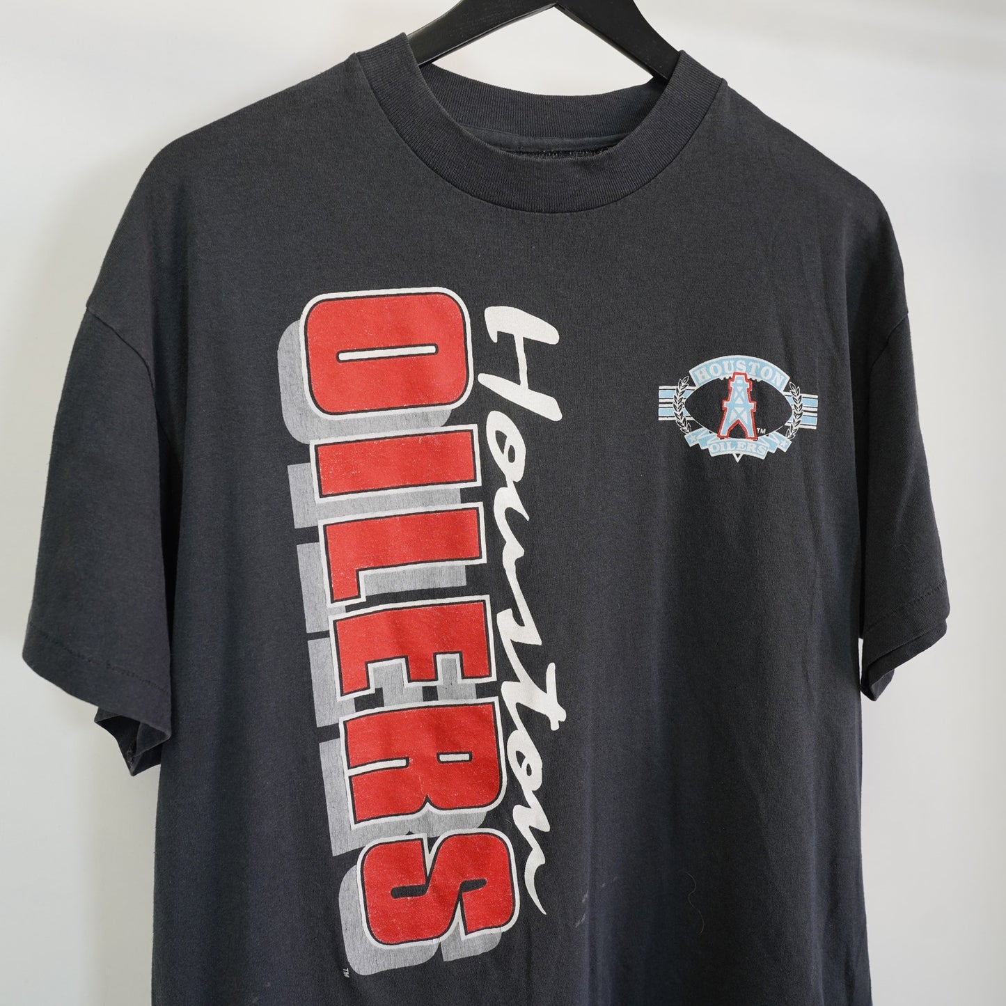 (L) Vintage Houston Oilers Single Stitch 90s T-Shirt Men's L Black Football Retro