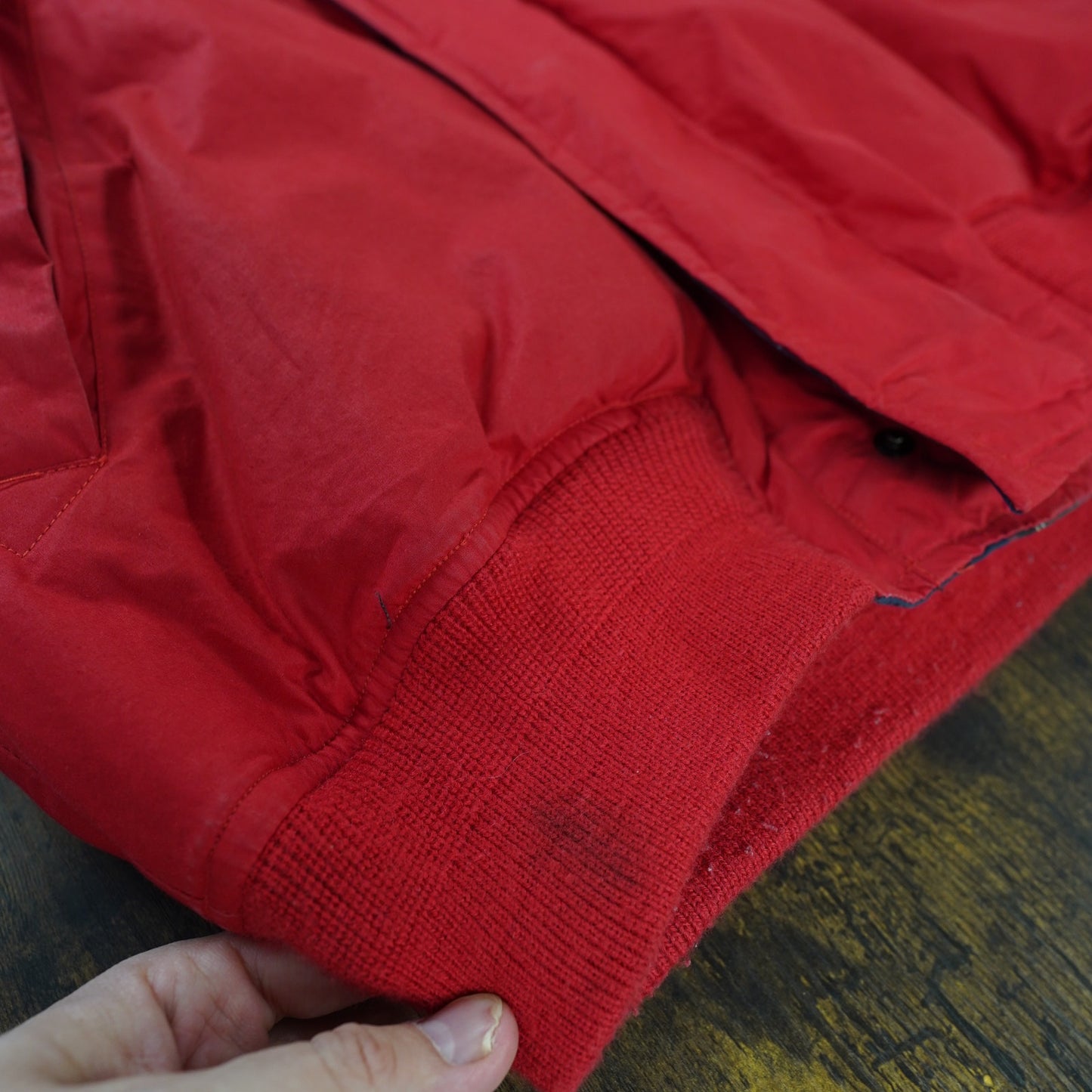 (M) Vintage 90s Nautica Plaid Lined Red Bomber Puffer Jacket Men's M Fur Hood Preppy