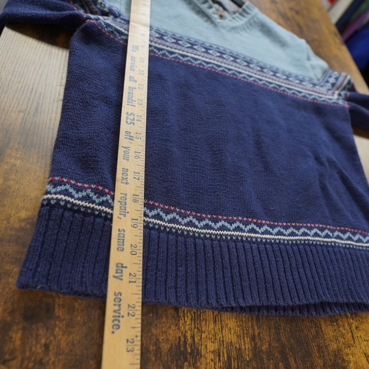 (Women's M) Vintage Abercrombie & Fitch 90s Knit Sweater Blue Utility Cottage