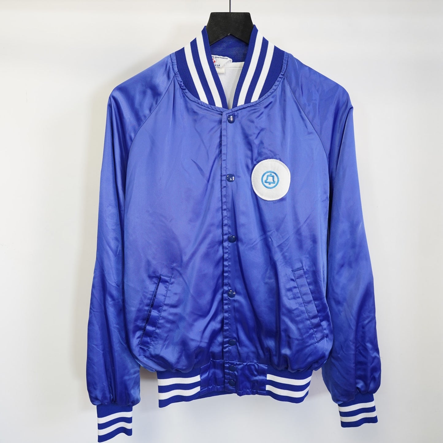 (XL) True Vintage Southwestern Bell Satin Bomber Jacket Men's XL Blue AT&T