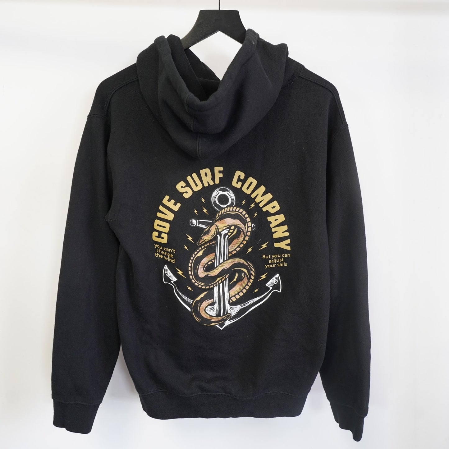 (S) Cove Surf Company Snake & Anchor Graphic Hoodie Men's S Black Gold Skate Y2K