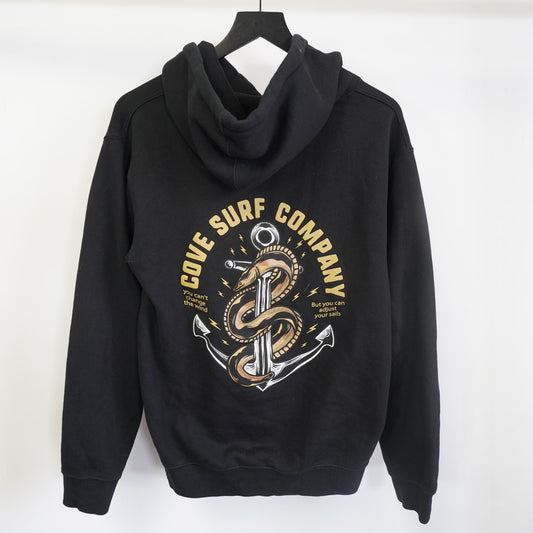 (S) Cove Surf Company Snake & Anchor Graphic Hoodie Men's S Black Gold Skate Y2K