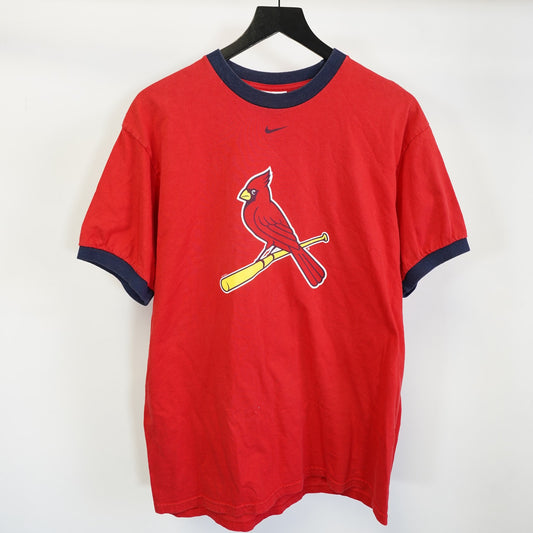 (M) Vintage Team Nike St. Louis Cardinals Center Swoosh Ringer T-Shirt Men's M 2000s Red