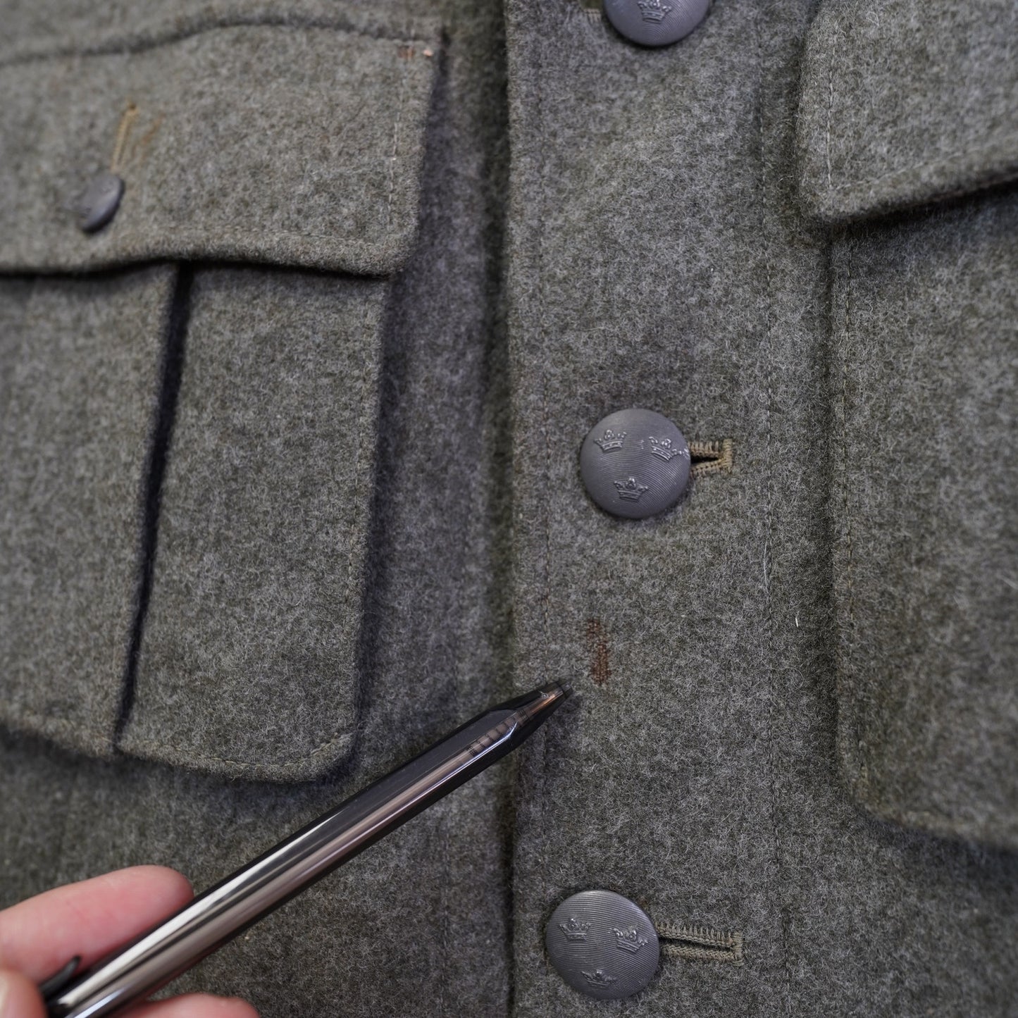 (M Sz. 40) True Vintage 40s Swedish Military Wool Army Officer Jacket Soderbergs Sz. 40 R