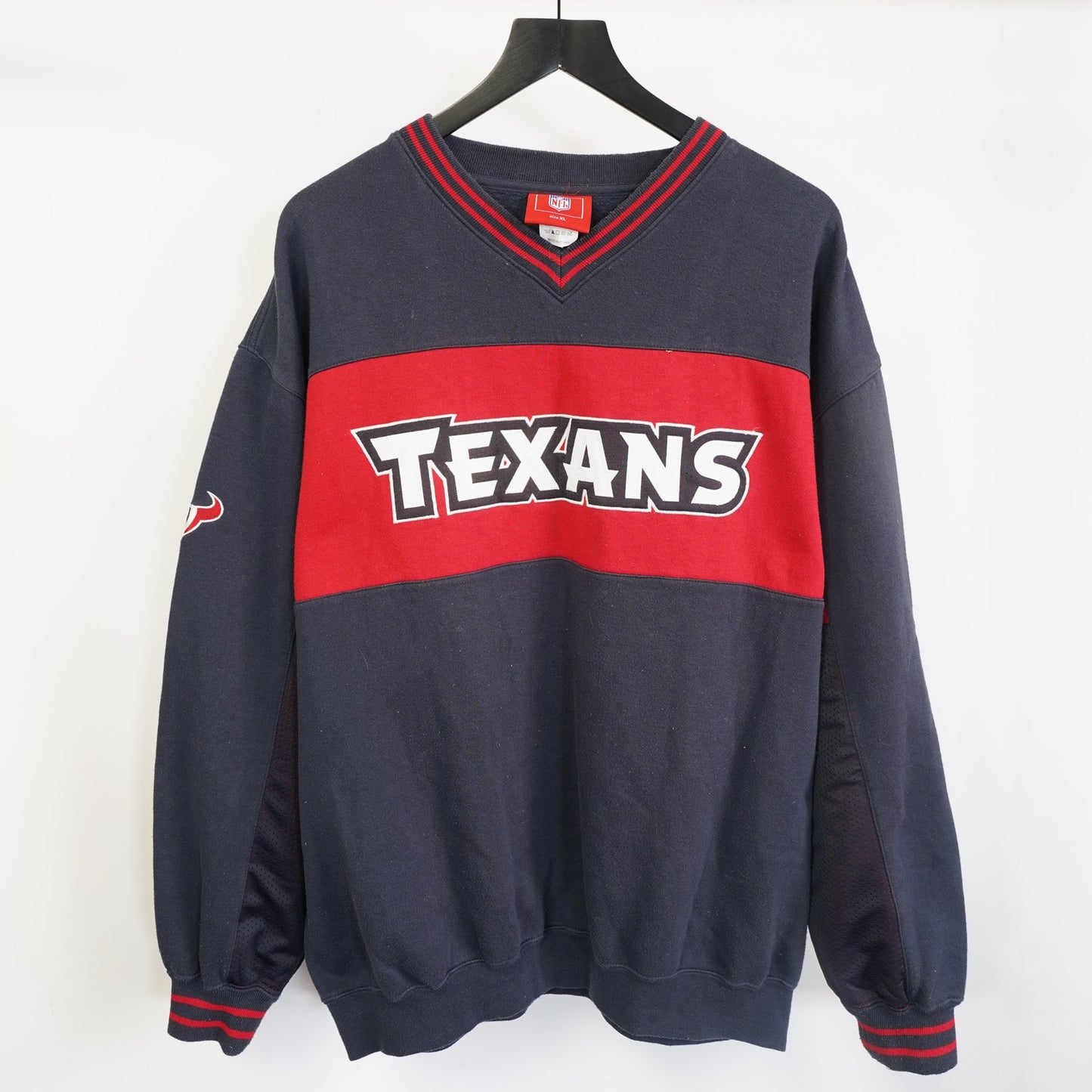 (XL) Vintage Houston Texans Embroidered Crewneck Sweatshirt Men's XL Navy Red NFL
