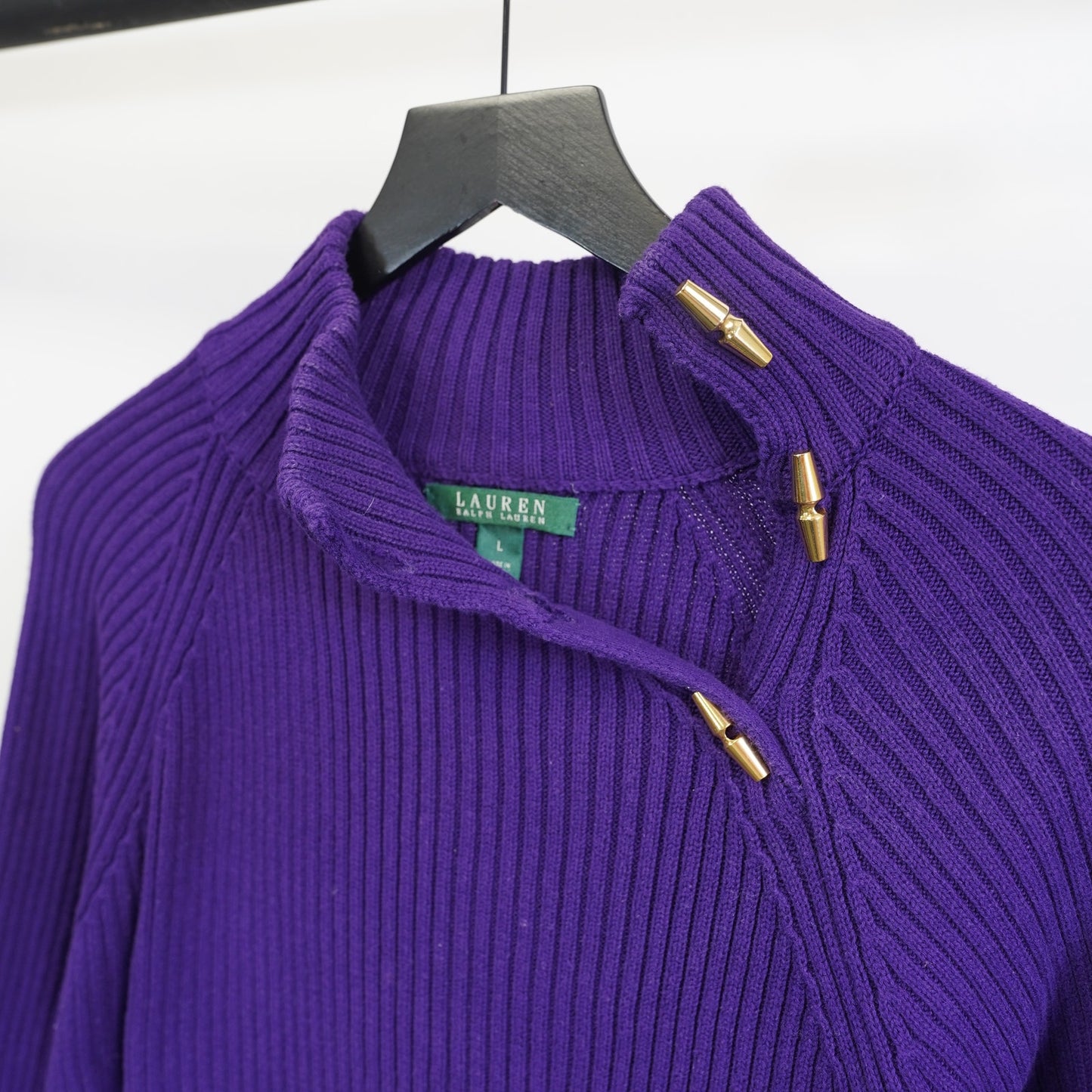 (Women's L) Lauren Ralph Lauren Purple Knit Turtleneck Sweater Women's Large Ribbed