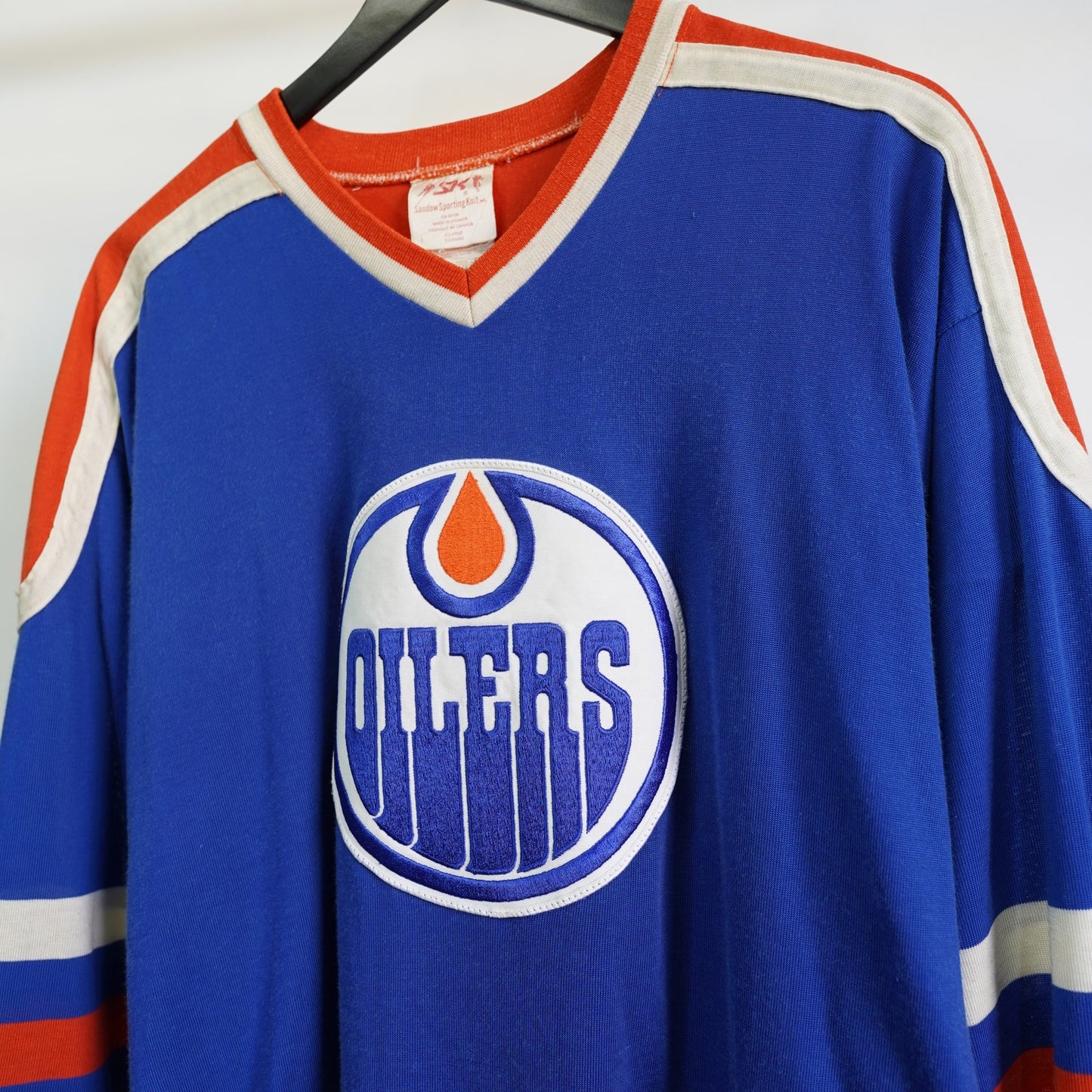 (XL) Vintage 80s Sandow Knit SK Edmonton Oilers Embroidered Hockey Jersey