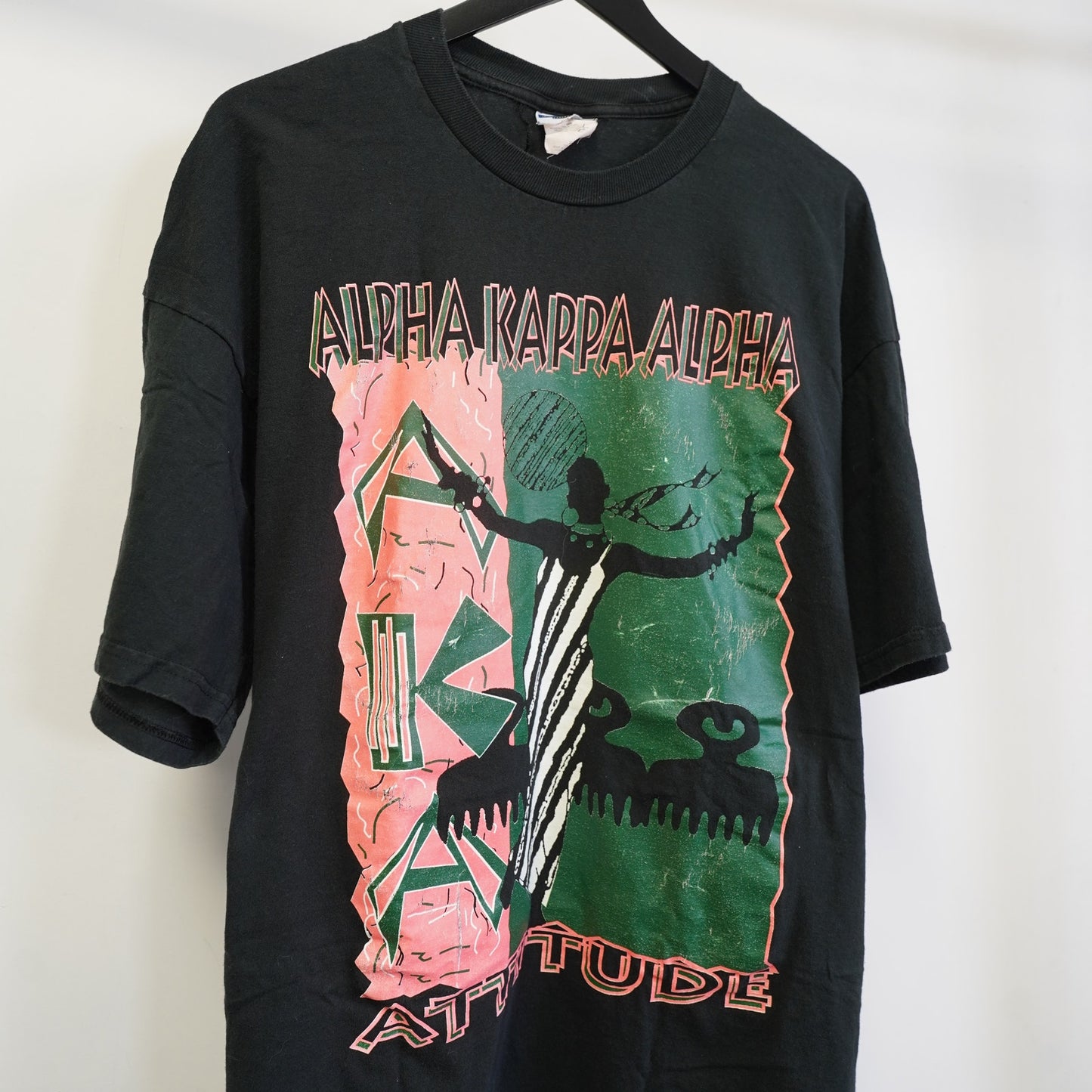 (XXL) Vintage AKA Alpha Kappa Alpha Sorority T-Shirt Women's XXL Black Pink HBCU Retro