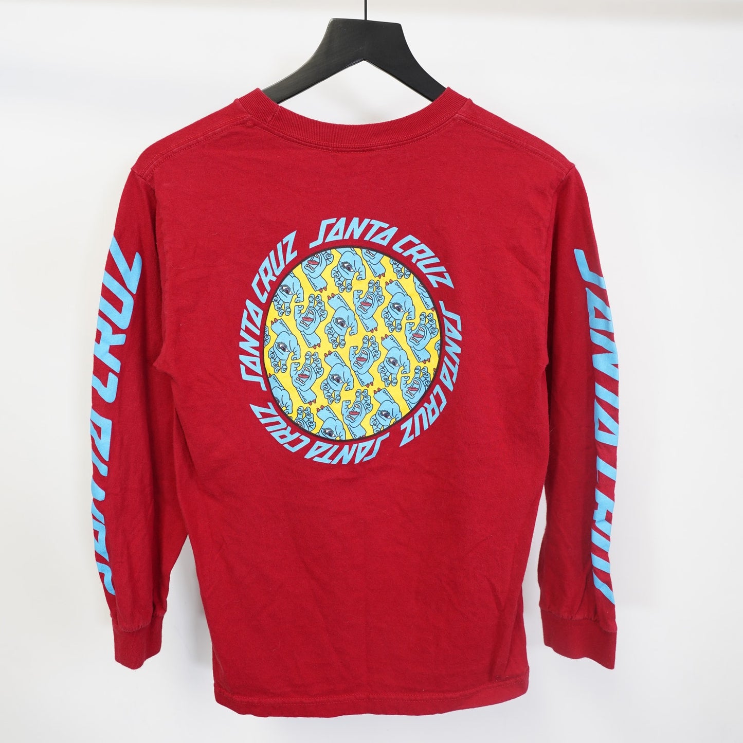 (S) Santa Cruz Skateboards & Surf T-Shirt Men's XS/S Red Longsleeve Longboard