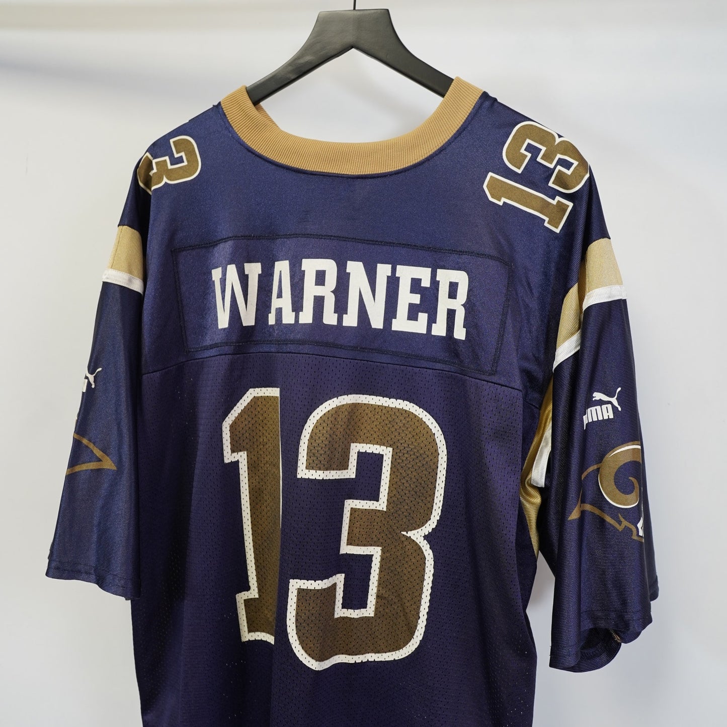 (XXL) Vintage St. Louis Rams Puma Kurt Warner Football Jersey Blue Y2K 2000s