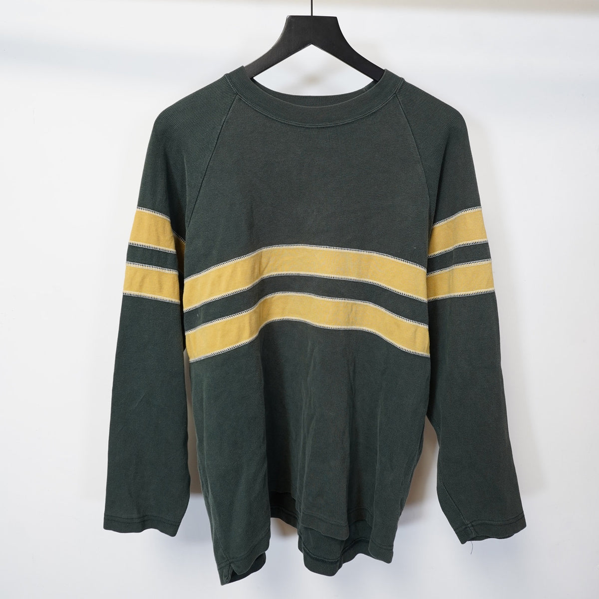 (L) Vintage County Seat 2000s Utility Striped Sweatshirt Men's L Green Yellow Y2K