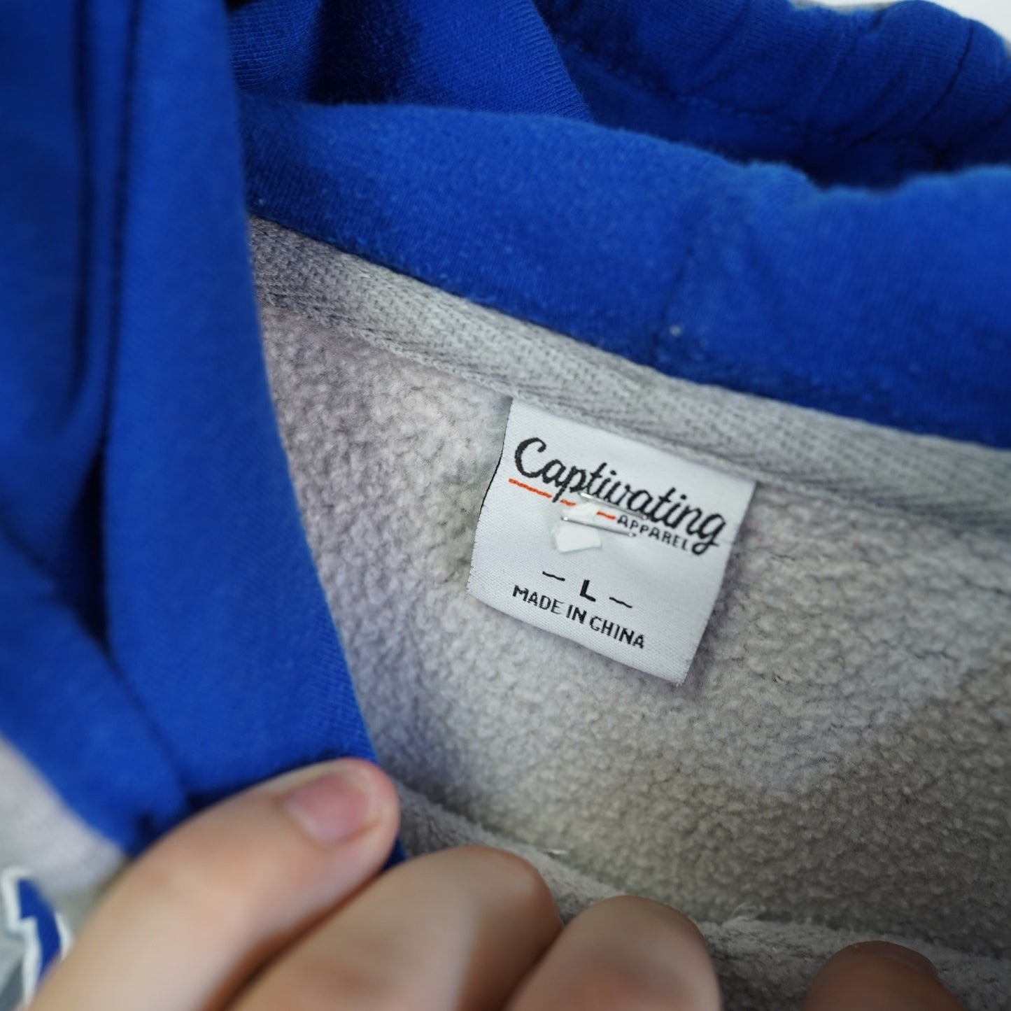 (L) Vintage Kentucky Wildcats Sewn Hoodie UK Gray Blue Men's L Stitched Retro Y2K