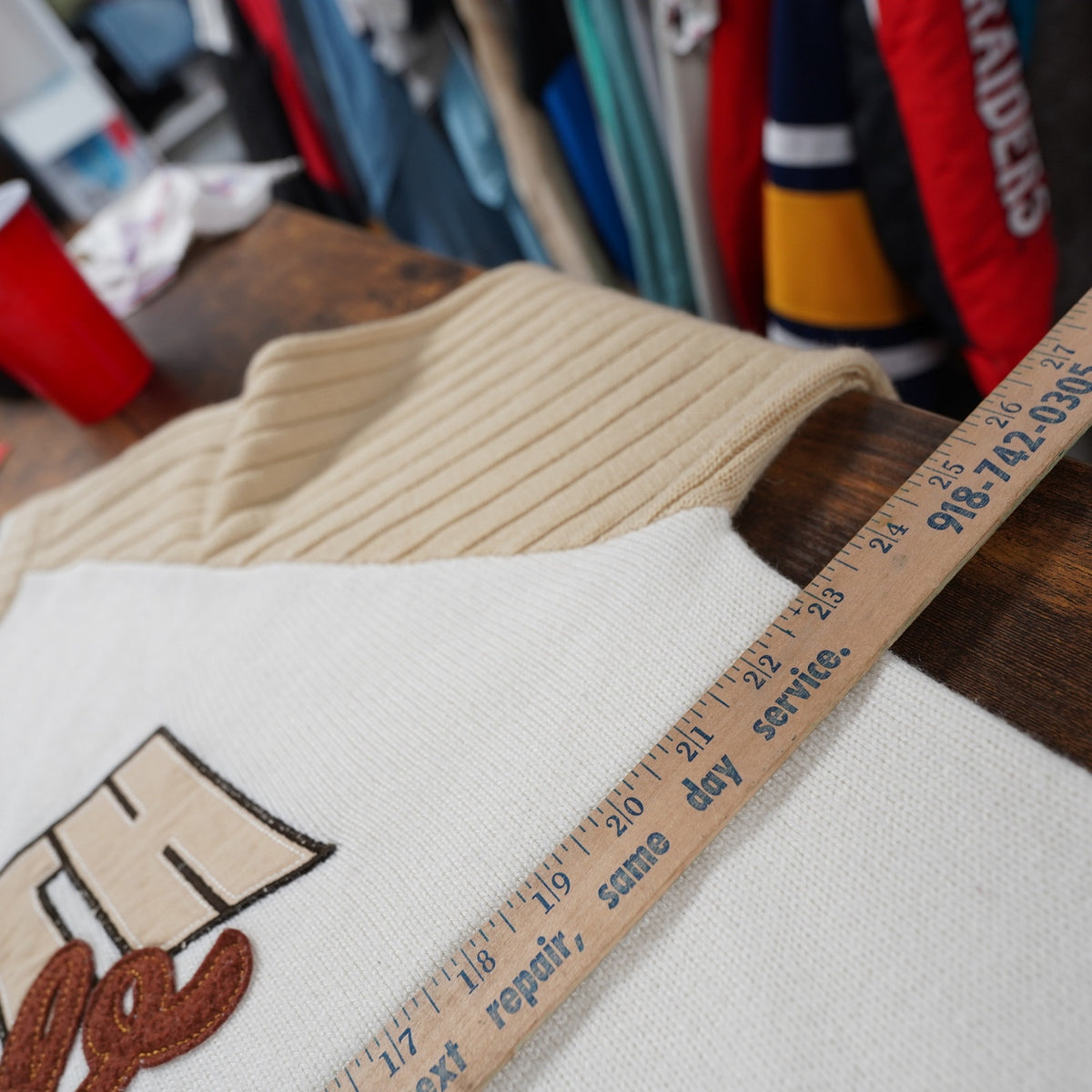(L) Vintage Southpole Y2K Sewn Knit Sweater Men's L Streetwear 2000s White Tan