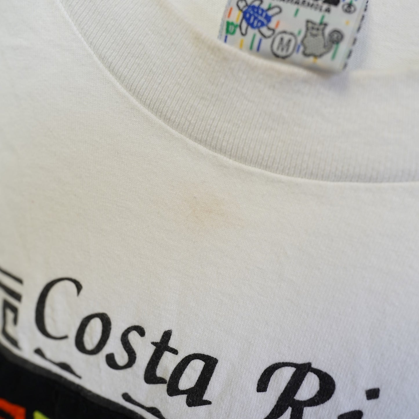 (M) Vintage Costa Rica Indio Siamarmola Nature Bird T-Shirt Mens M White Sewn Parrot