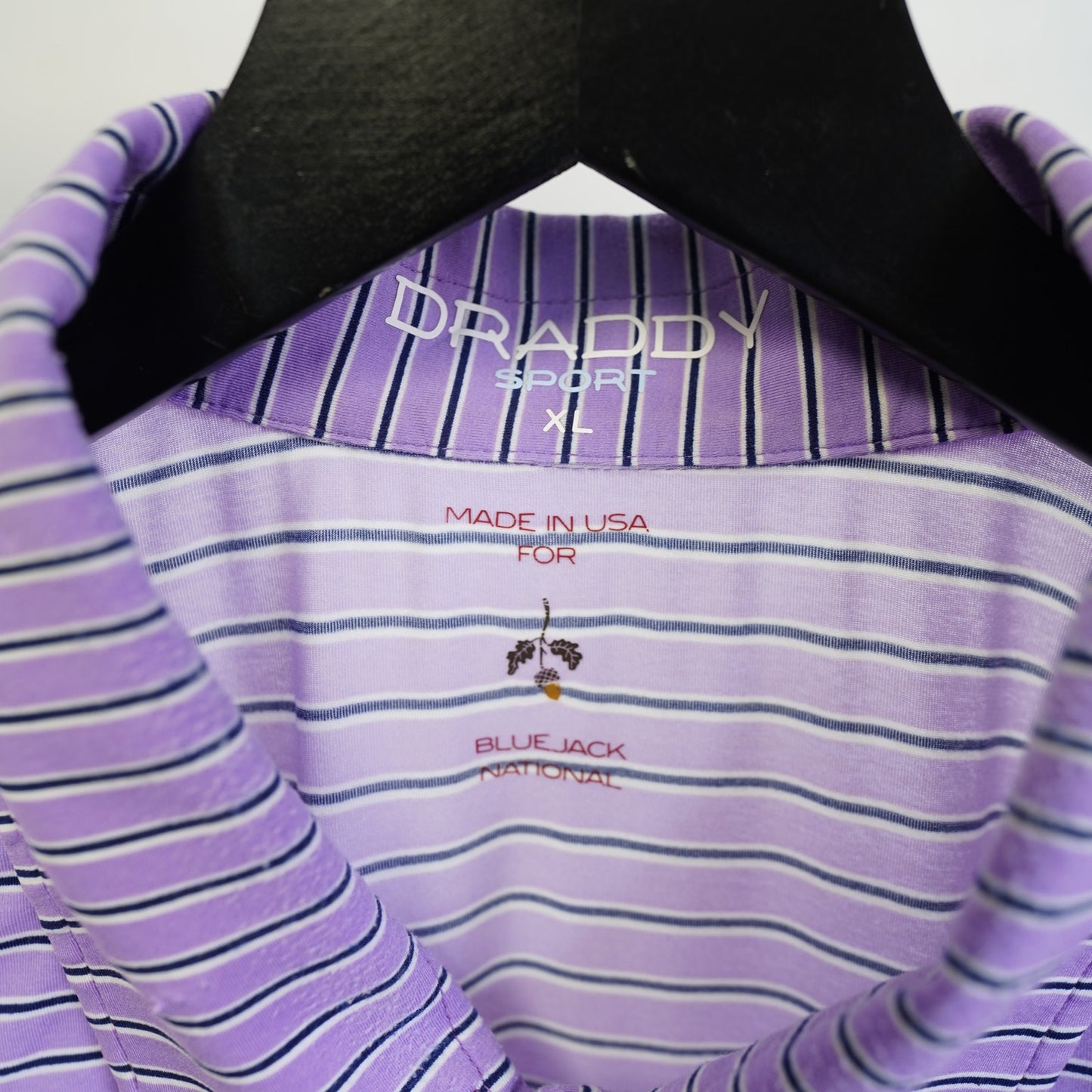 (XL) B Draddy Sport Striped Performance Golf Polo Shirt Men's XL Purple Sewn BlueJack