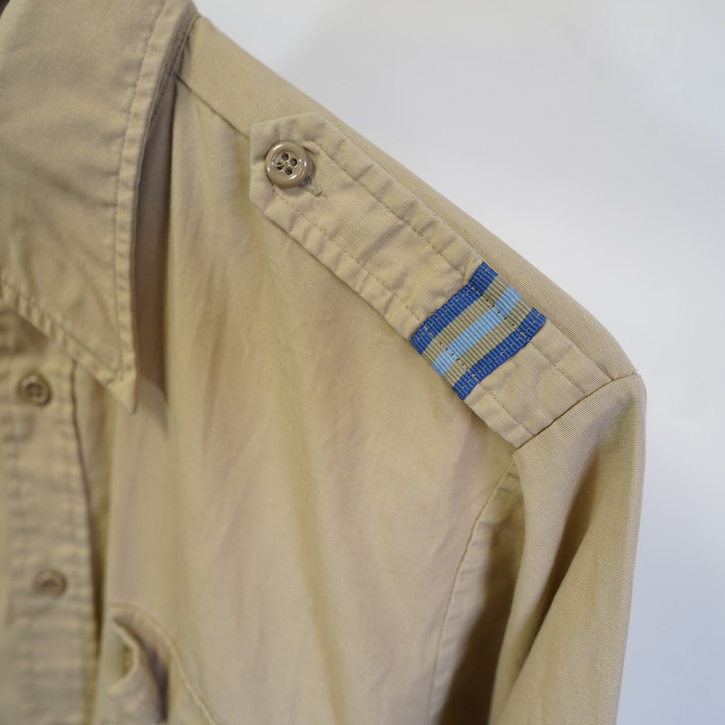 (L) True Vintage Levi's Strauss Khaki Military Button Up Shirt Men's L 70s Workwear