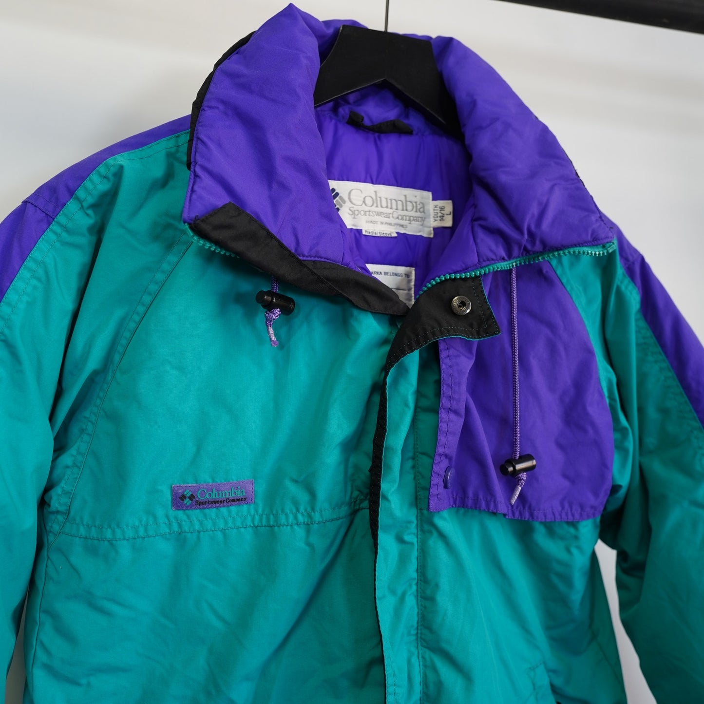 (Kids L) Vintage 90s Columbia Aqua Puffer Jacket Kids L 14/16 Radial Sleeve Purple Ski