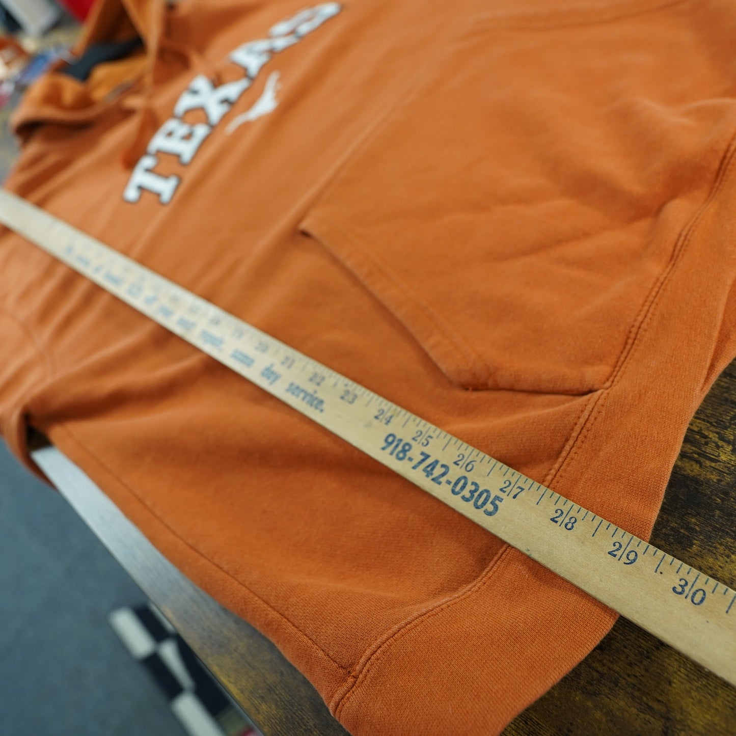 (XXL) University of Texas Longhorns Embroidered Hoodie Men's XXL Orange Retro Sewn