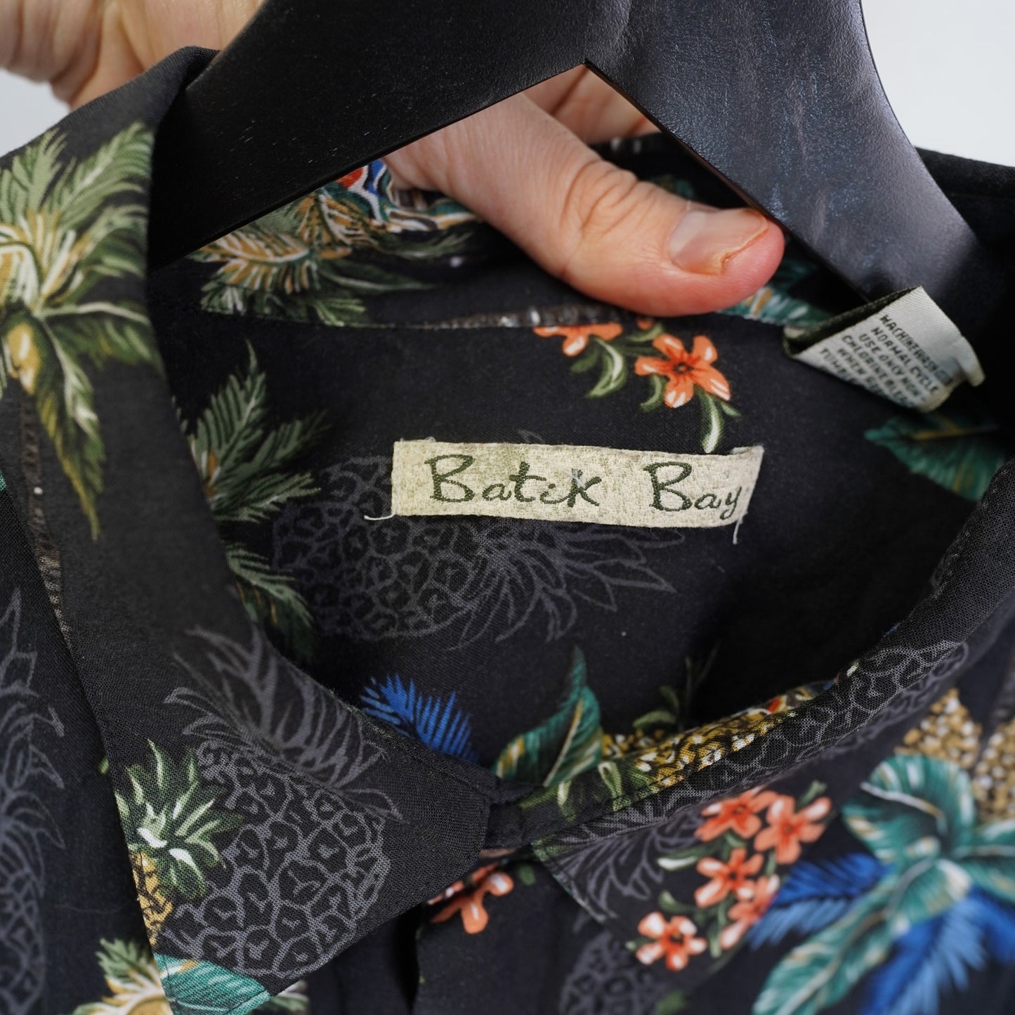 (XXL) Vintage Batik Bay Hawaiian Shirt Station Wagon Surf Men's XXL Black Palm Tree