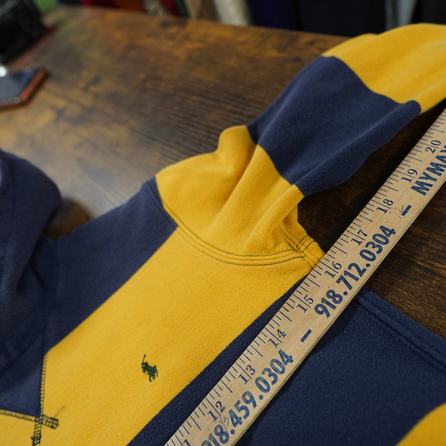 (Kids 6) Vintage Polo Ralph Lauren Striped Hoodie Kids Size 6 Youth Yellow Navy Preppy
