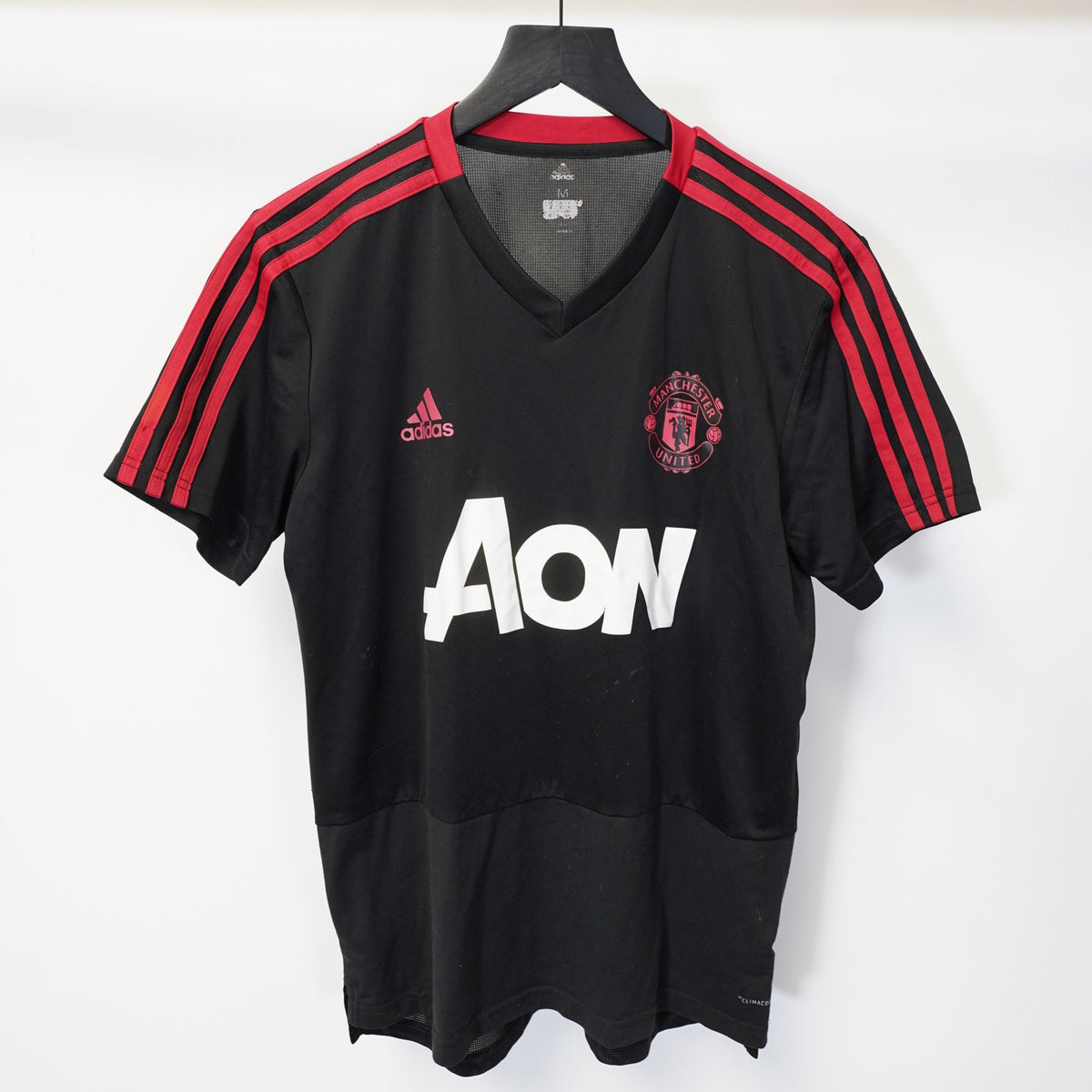 (M) Manchester United Adidas Training Soccer Jersey 2018-19 Men's M Black Red Futbol