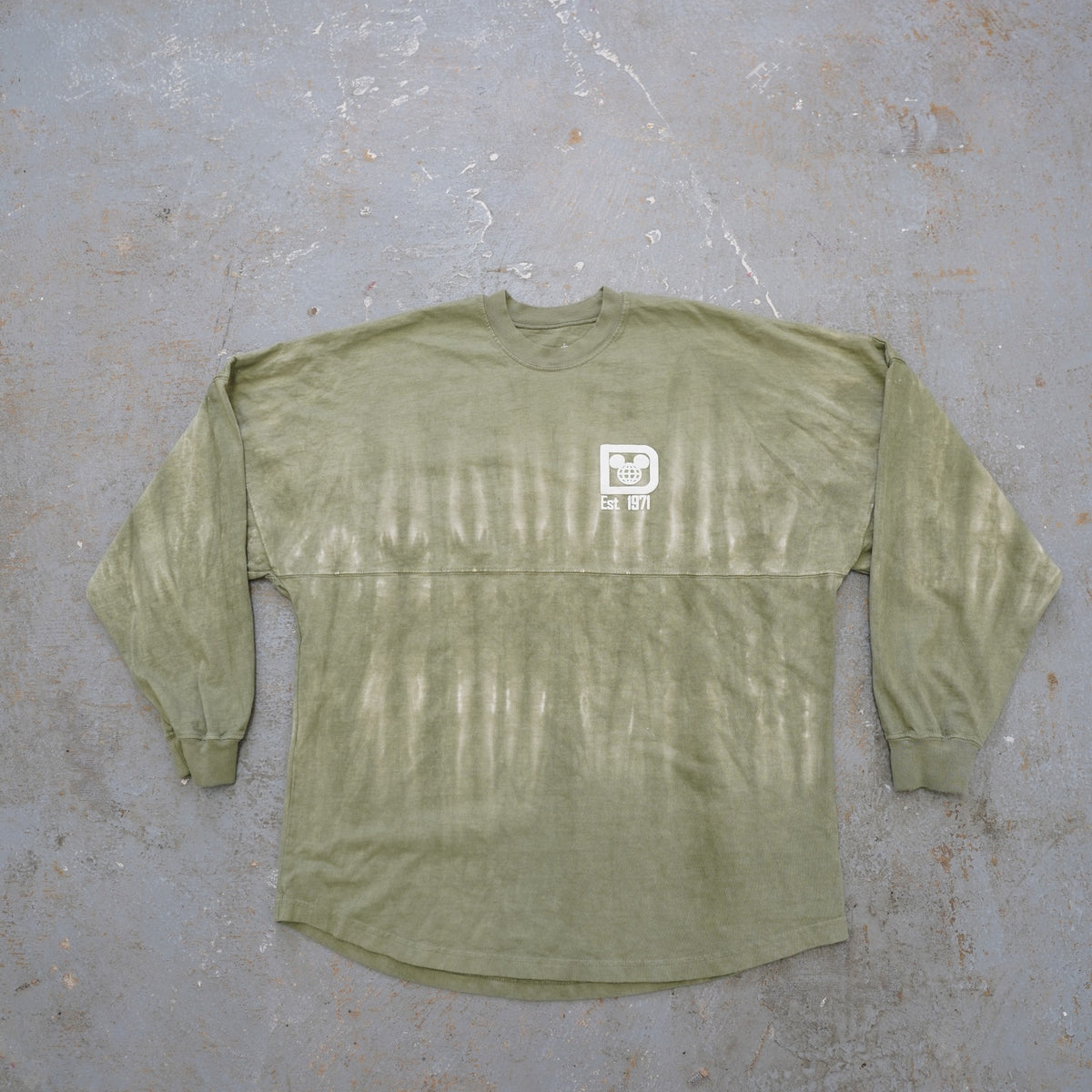 (L) Walt Disney World Parks Spirit Jersey Long Sleeve Green Tie Dye Size Large