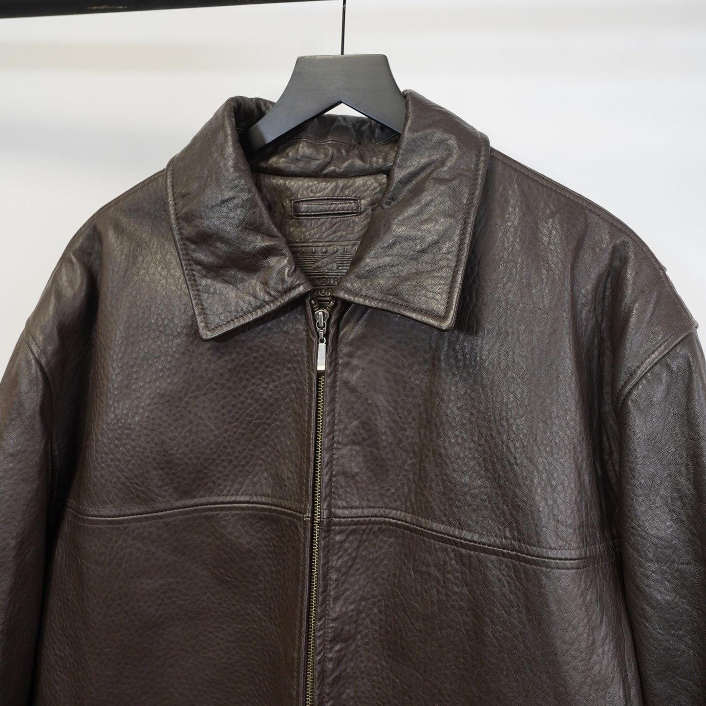 (XLT) Vintage Roundtree & Yorke Leather Bomber Jacket Men's XLT Brown Full Zip