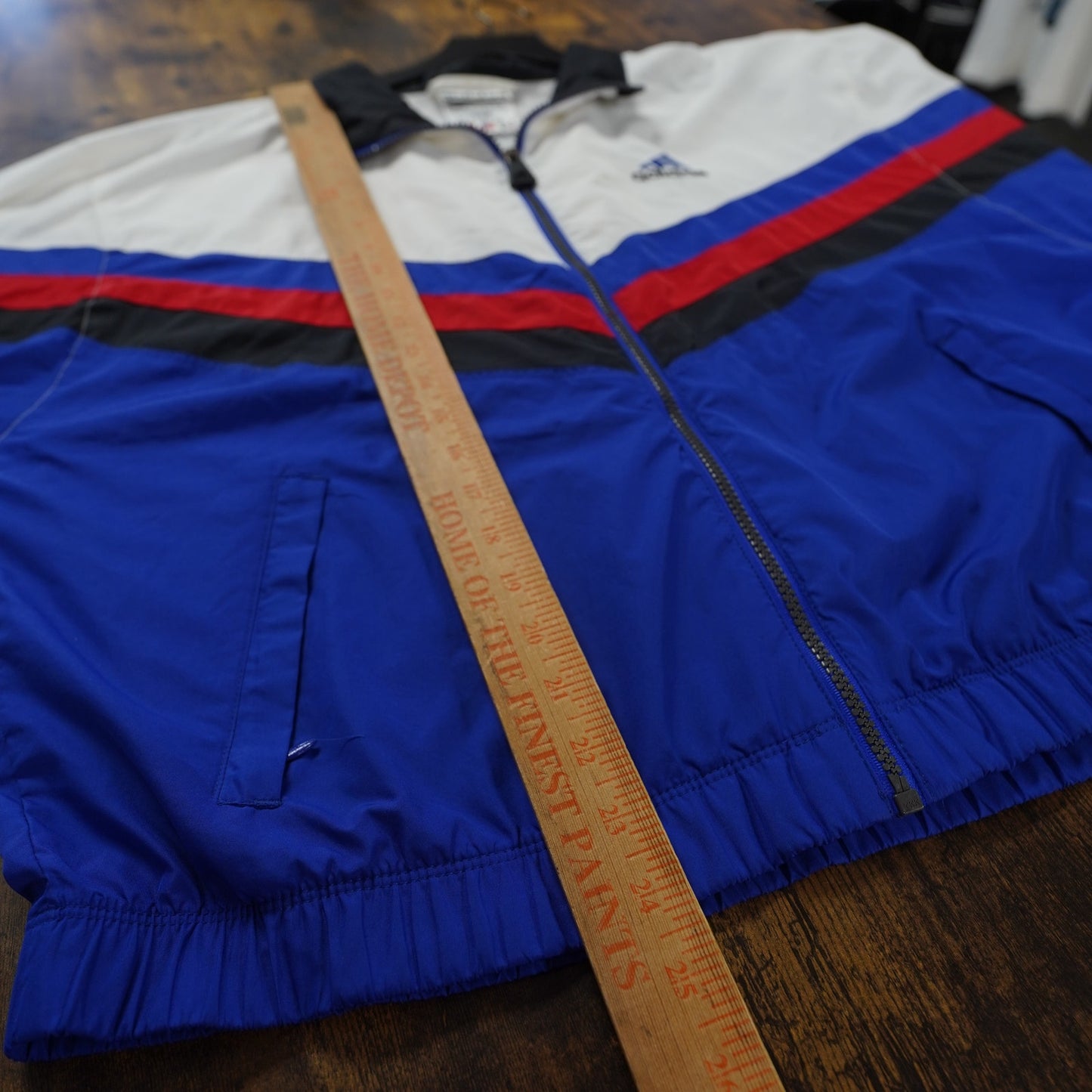 (M) Vintage 90s Adidas Windbreaker Jacket Men's M Full Zip White Blue