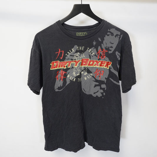 (M) Vintage Bruce Lee Y2K Dirty Boxing MMA Karate T-Shirt Men's M Black 2000s